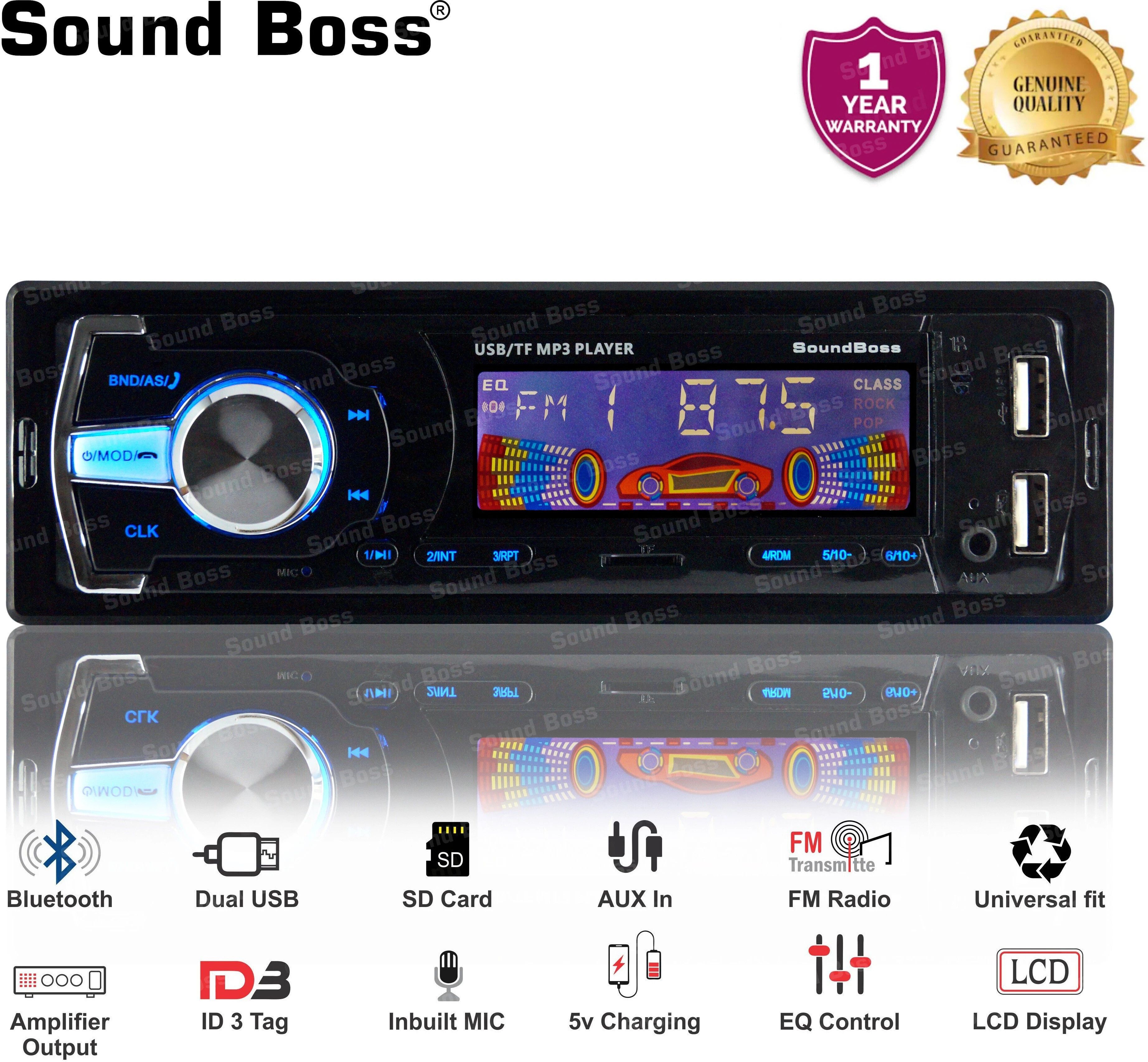 Sound Boss SB-48 Bluetooth Wireless With Phone Caller Id Receiver Car Stereo (Single Din)