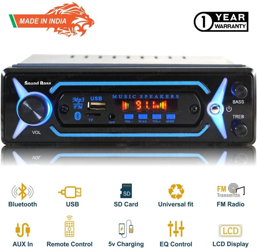 Sound Boss SB-2032 BLUETOOTH/USB/SD/AUX/FM/MP3 Car Stereo (Single Din)