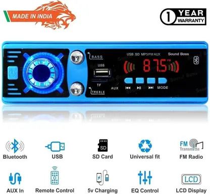 Sound Boss BLUETOOTH/USB/AUX/FM/SD Car Stereo (Single Din)