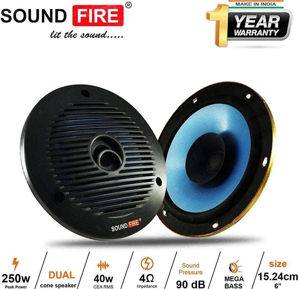 soundfire SF-525 Performance Series Dual 250W Coaxial Car Speaker (250 W)