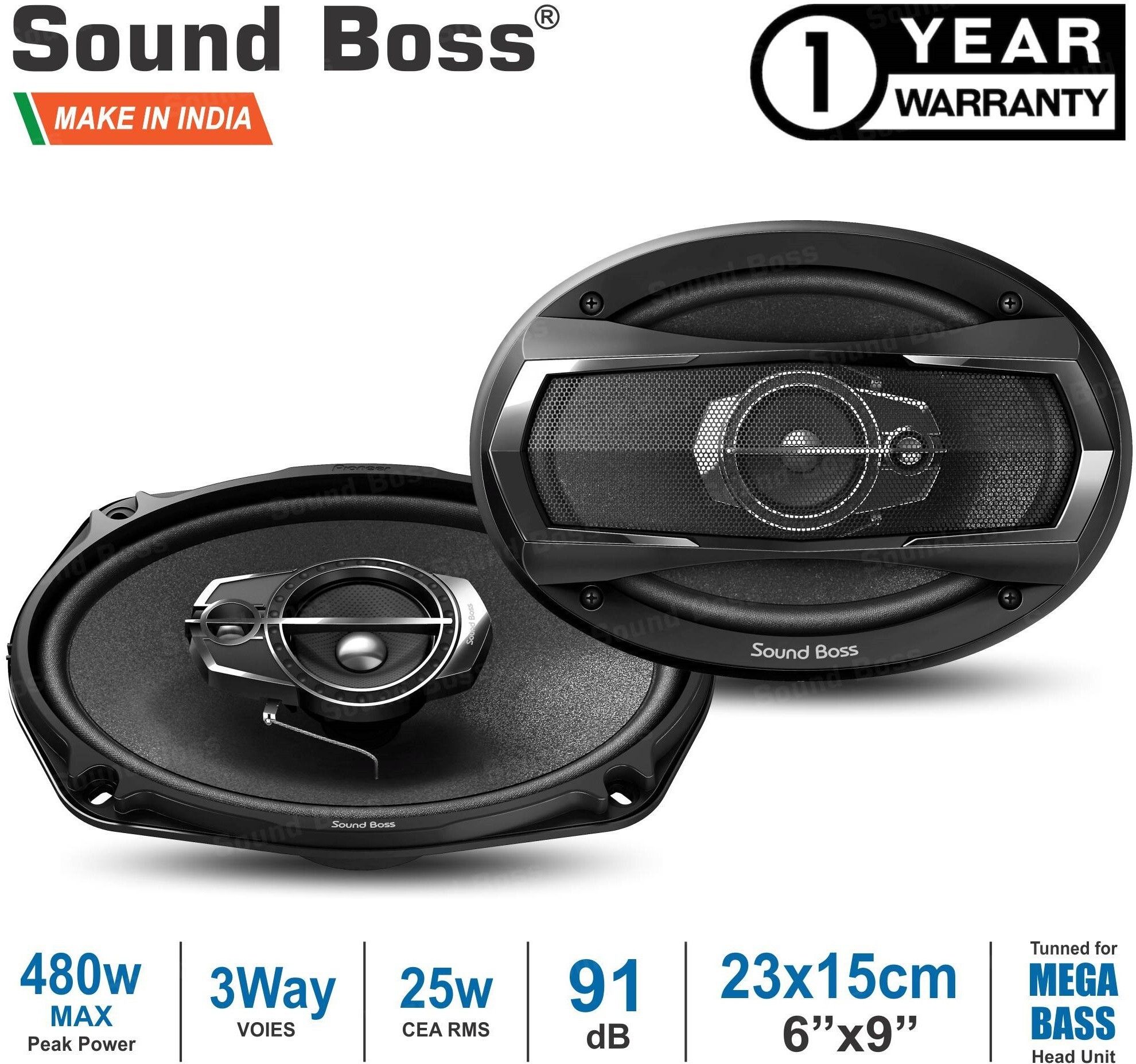 Sound Boss SB-6979 6"X9" 3Way Performance Auditor 480W MAX 6979 Coaxial Car Speaker (480 W)