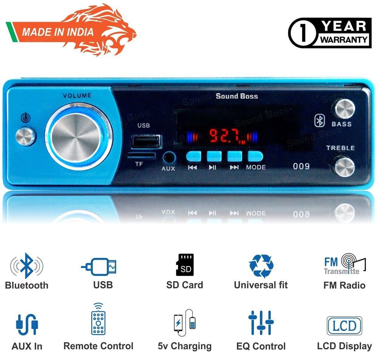 Sound Boss Blutooth//FM/USB/SD/AUX SB-2021 Car Stereo (Single Din)