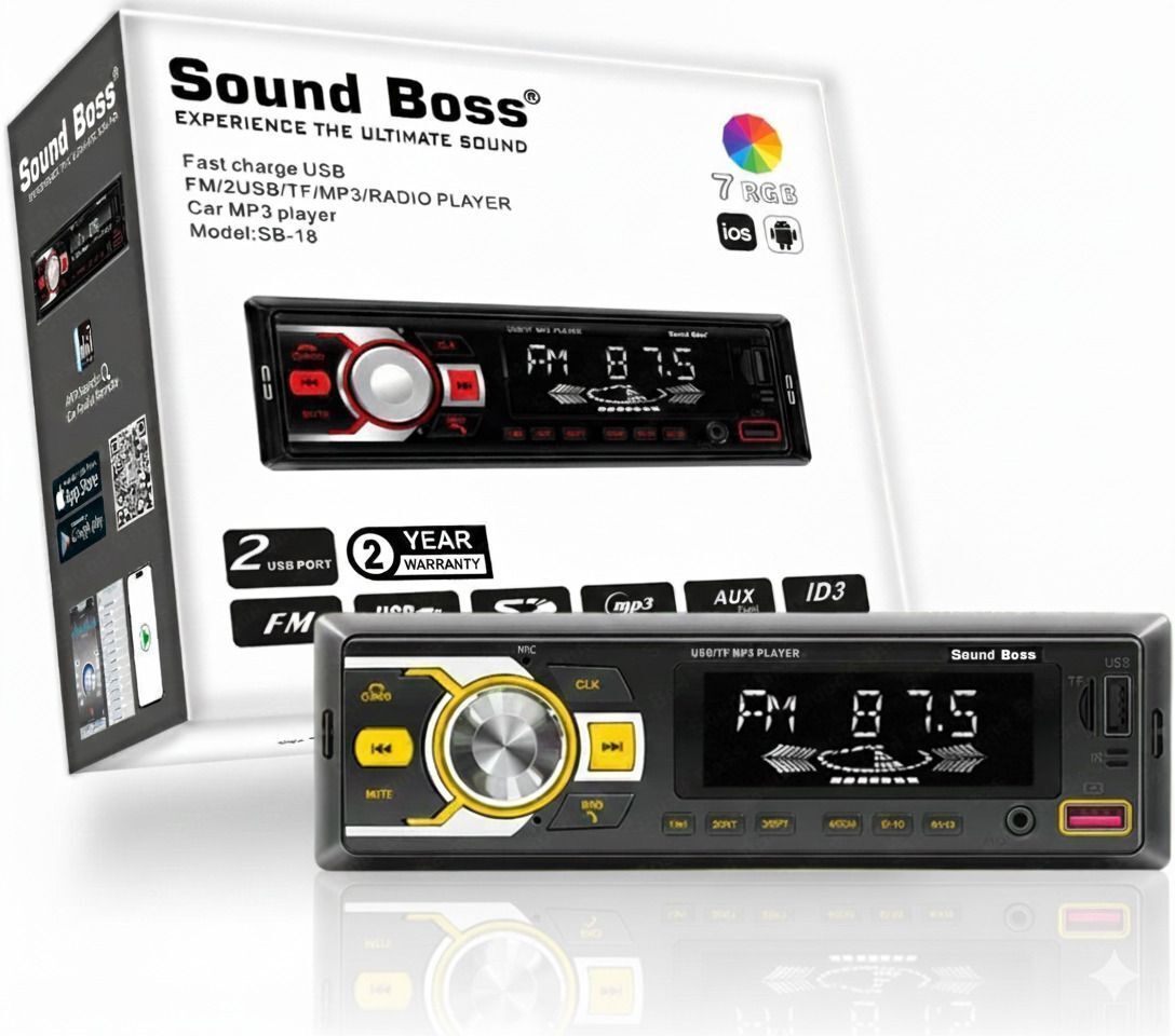 Sound Boss Charge Pro+ DUAL USB Bluetooth Wireless With Phone Caller Id Receiver Universal SB-18 Car Stereo (Single Din)
