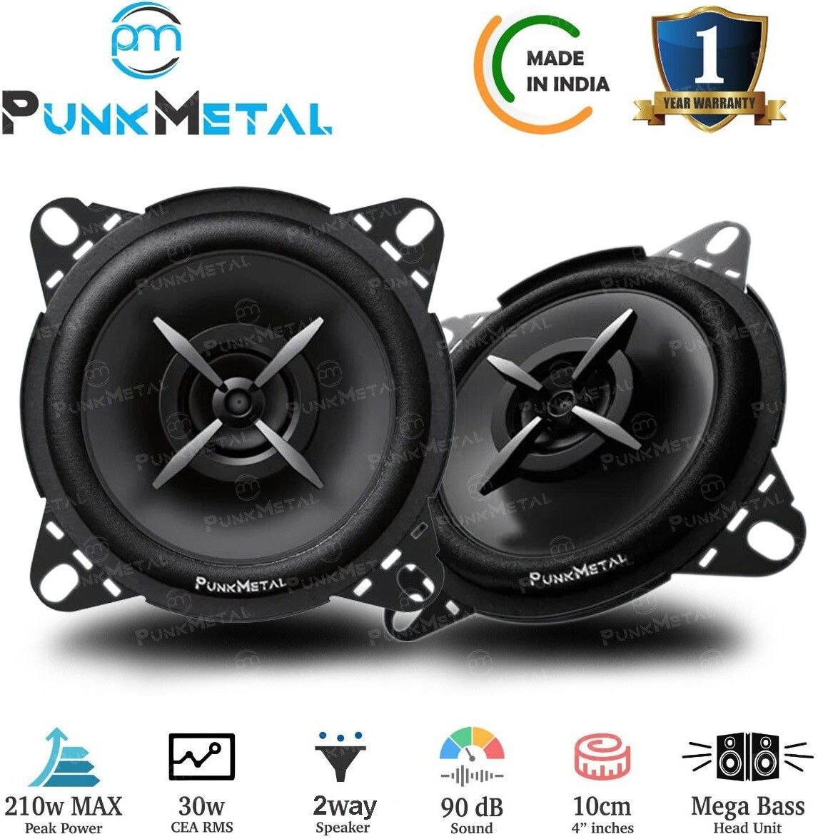 PunkMetal 2 way. PM-42CX Coaxial Car Speaker (210 W)