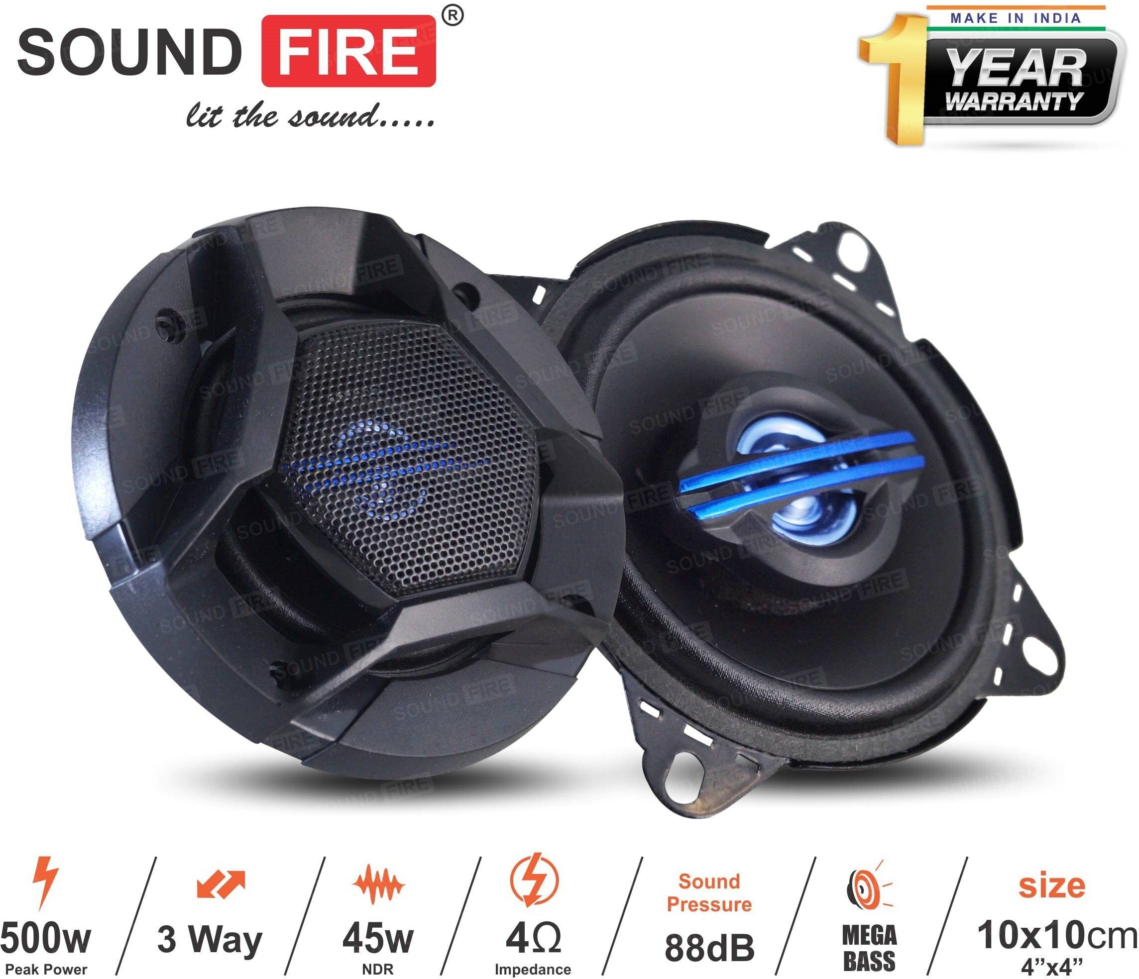 soundfire Performance Series Dashboard 4 inch 1030 3Way 500W Coaxial Car Speaker (45 W)