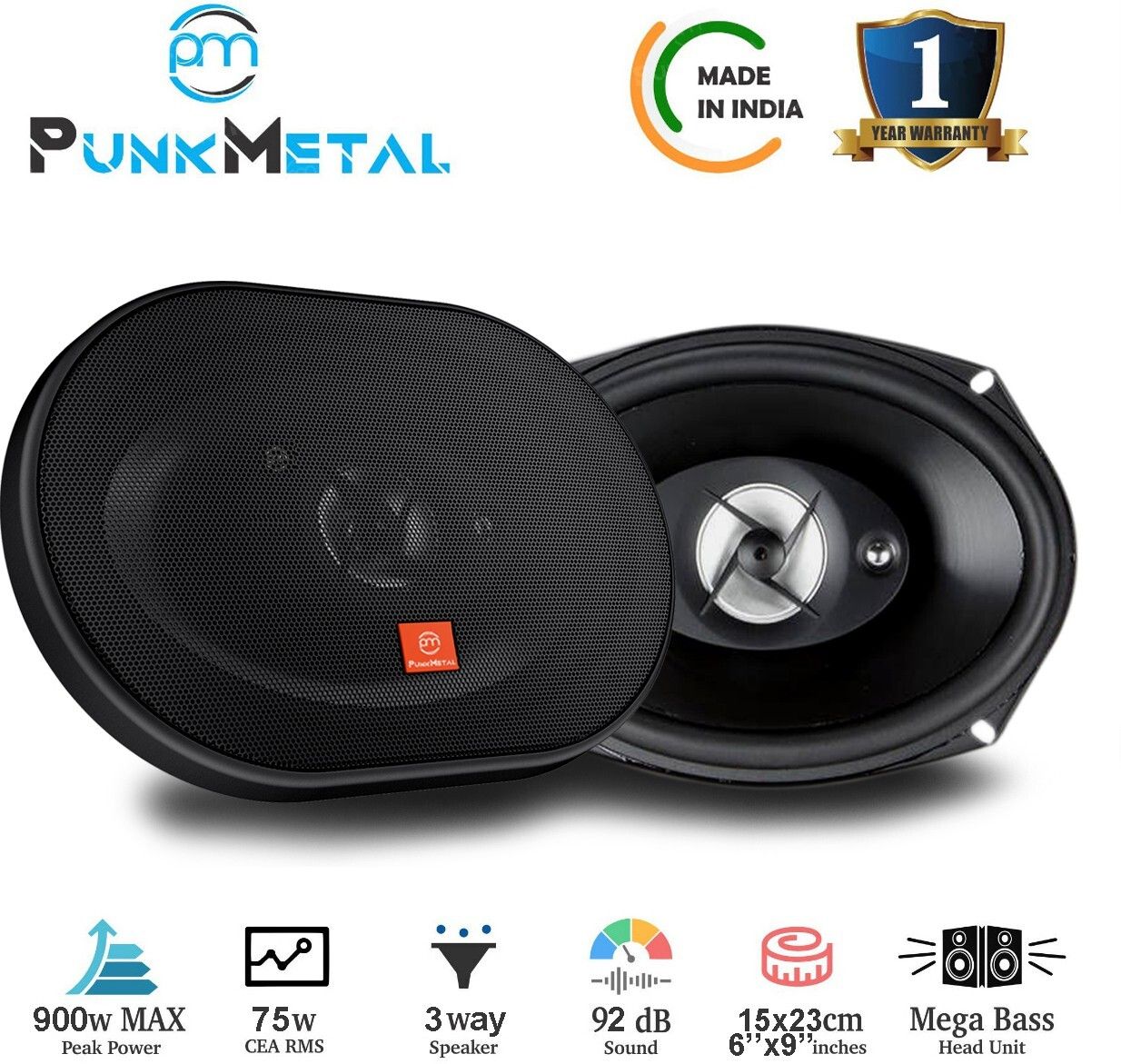PunkMetal 3 way PM-691CX Coaxial Car Speaker (900 W)