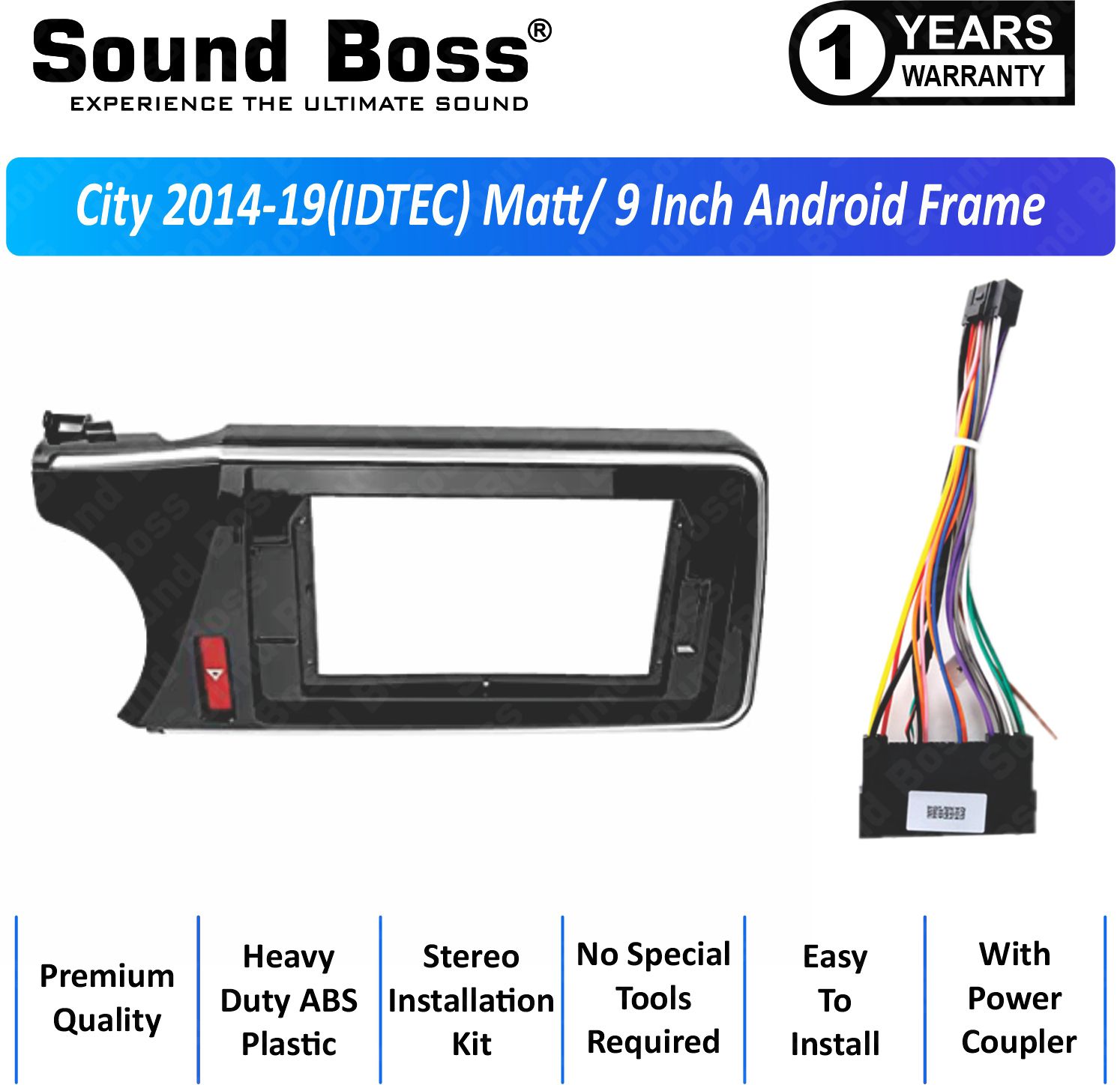 Sound Boss CITY 2014-19 9"Inch Frame for Android Car Stereo (Double Din)
