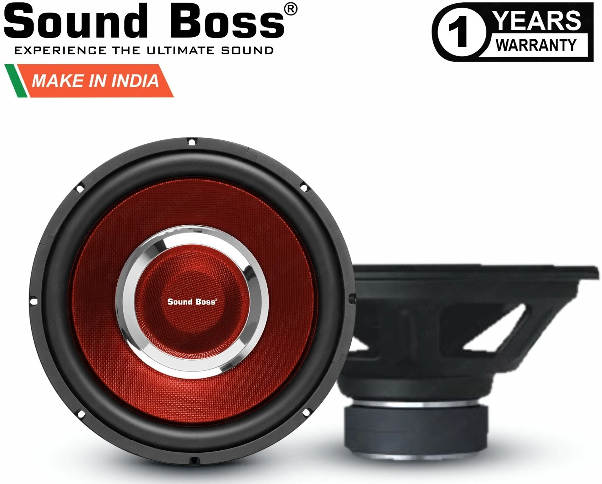 Sound Boss SB-1500 (RED) 1500W 12" (300mm) Double Magnet Subwoofer (Powered , RMS Power: 325 W)