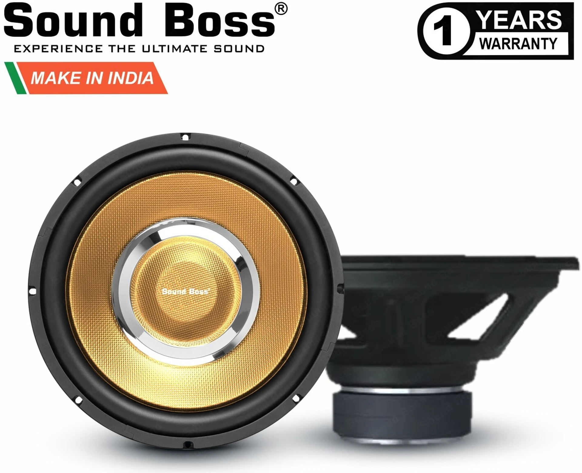 Sound Boss SB-1500 (GOLDEN) 1500W 12" (300mm) Double Magnet Subwoofer (Powered , RMS Power: 325 W)