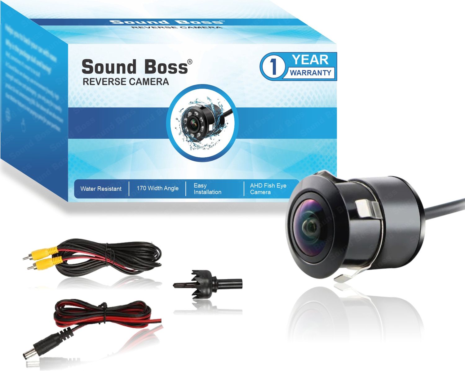 Sound Boss 3rd Genration AHD FISH EYE 1080p Rear View 170° Wide Angle AHD/CVBS Reverse Reverse Assist Camera System (1 Camera, 480 TV LINES)