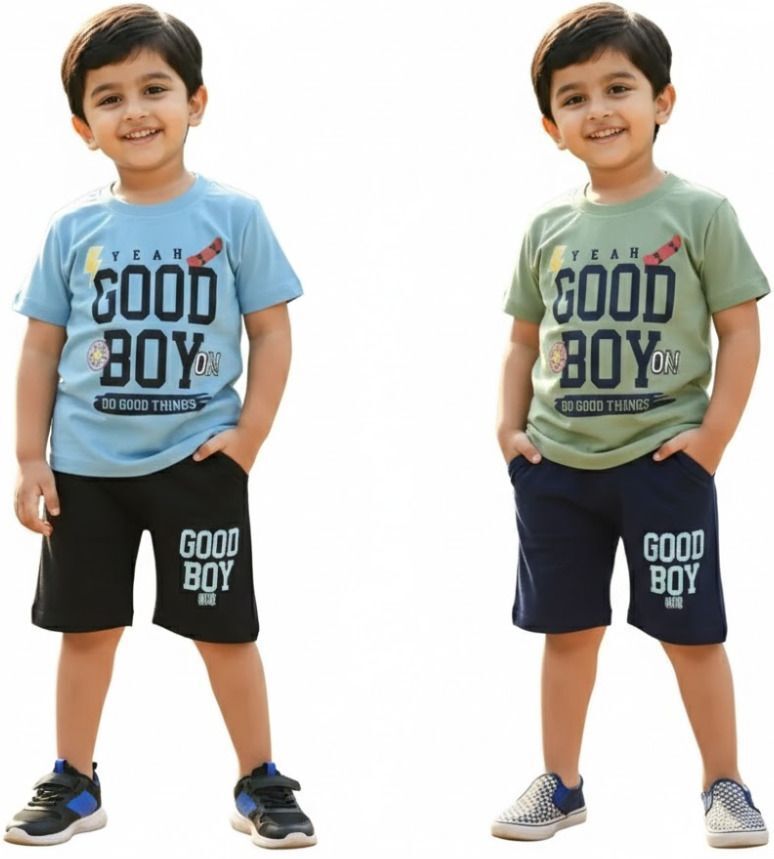 Toddly Baby Boys & Baby Girls Casual T-shirt Shorts (Blue, Green)