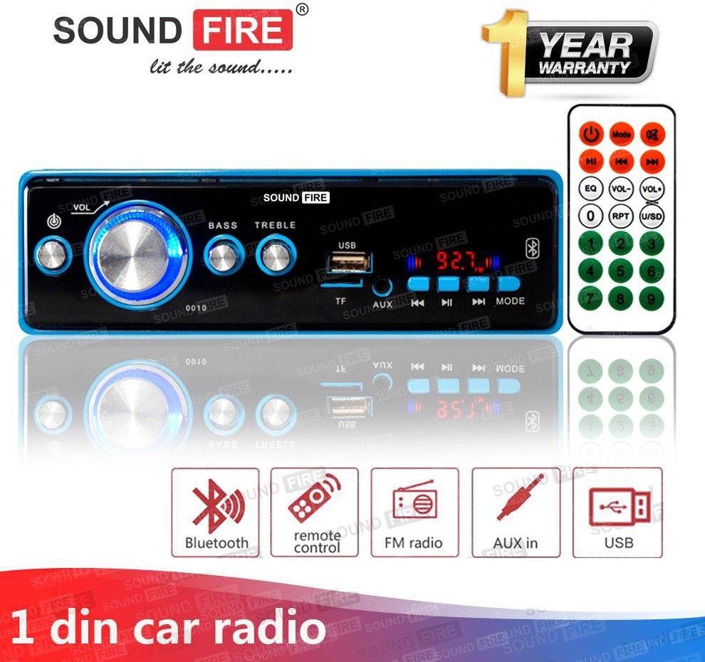 SOUND FIRE SF-0010 (BLUE) BLUETOOTH/USB/SD/AUX/FM/MP3 Car Stereo (Single Din)