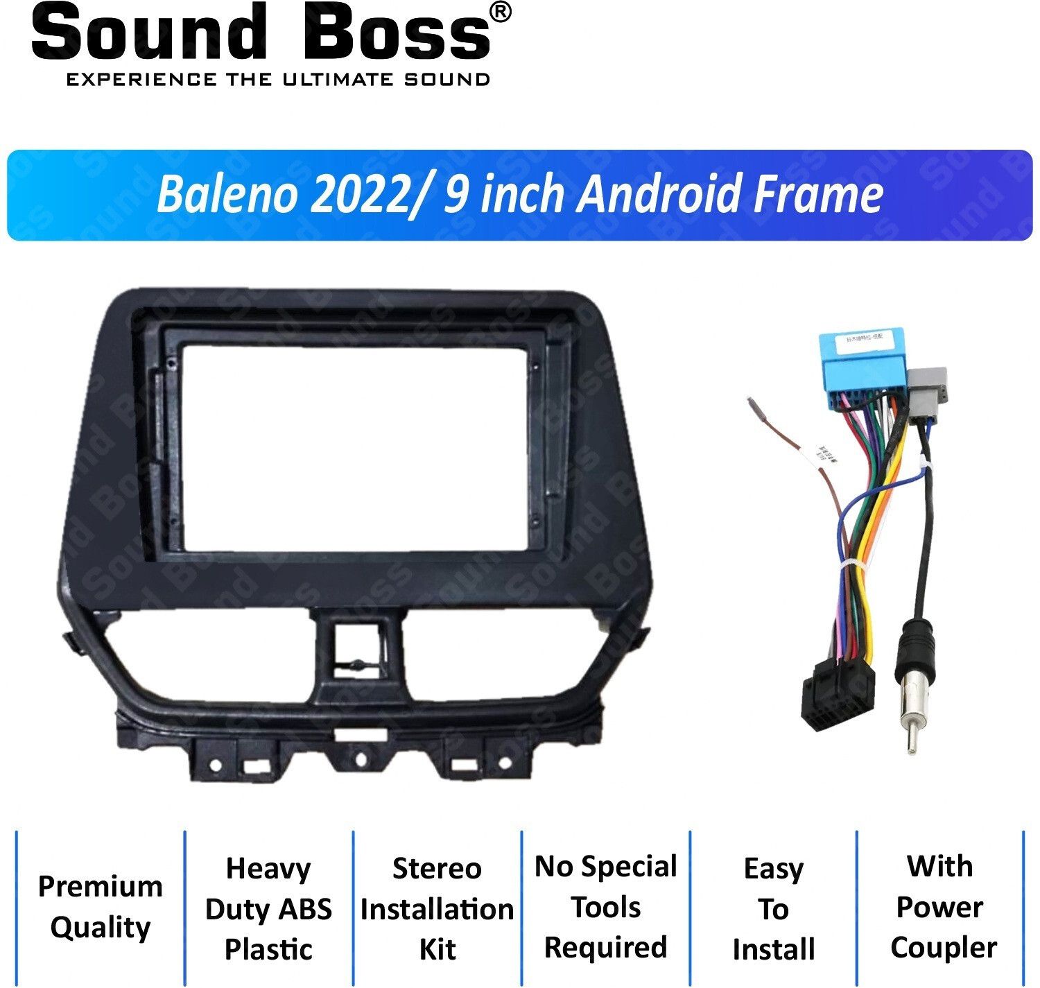 Sound Boss Baleno 2022 9"Inch Frame for Android Car Stereo (Double Din)