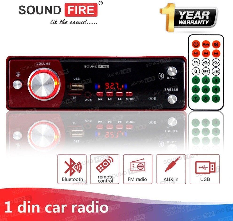 SOUND FIRE SF-009 (RED) BLUETOOTH/USB/SD/AUX/FM/MP3 Car Stereo (Single Din)
