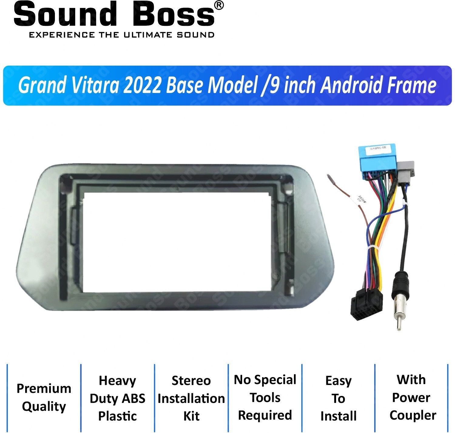 Sound Boss Grand Vitara 2022 9"Inch Frame for Android Car Stereo (Double Din)
