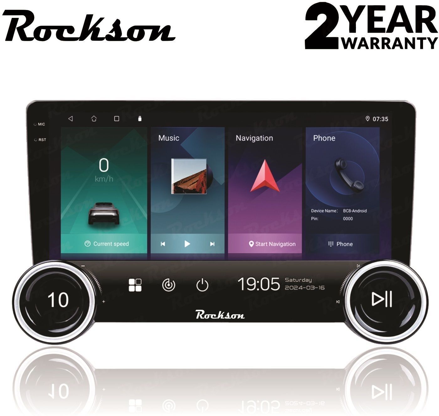 Rockson 10.1'' Andro+D QLED 2K Diamond Series (2GB/32GB) Android Car Stereo (Double Din)