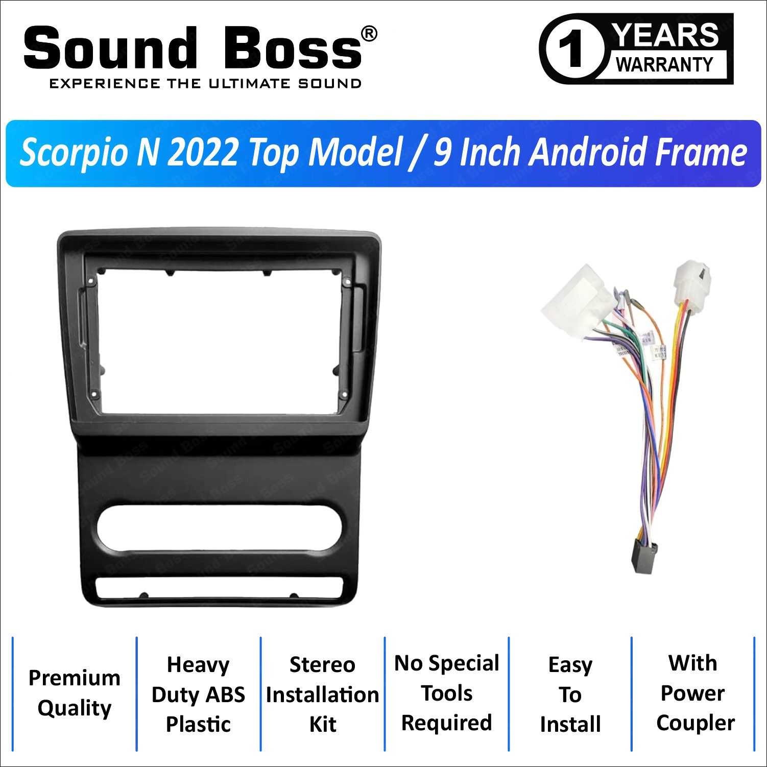 Sound Boss SCORPIO-N 2022 TOP MODEL 9"Inch Frame for Android Car Stereo (Double Din)