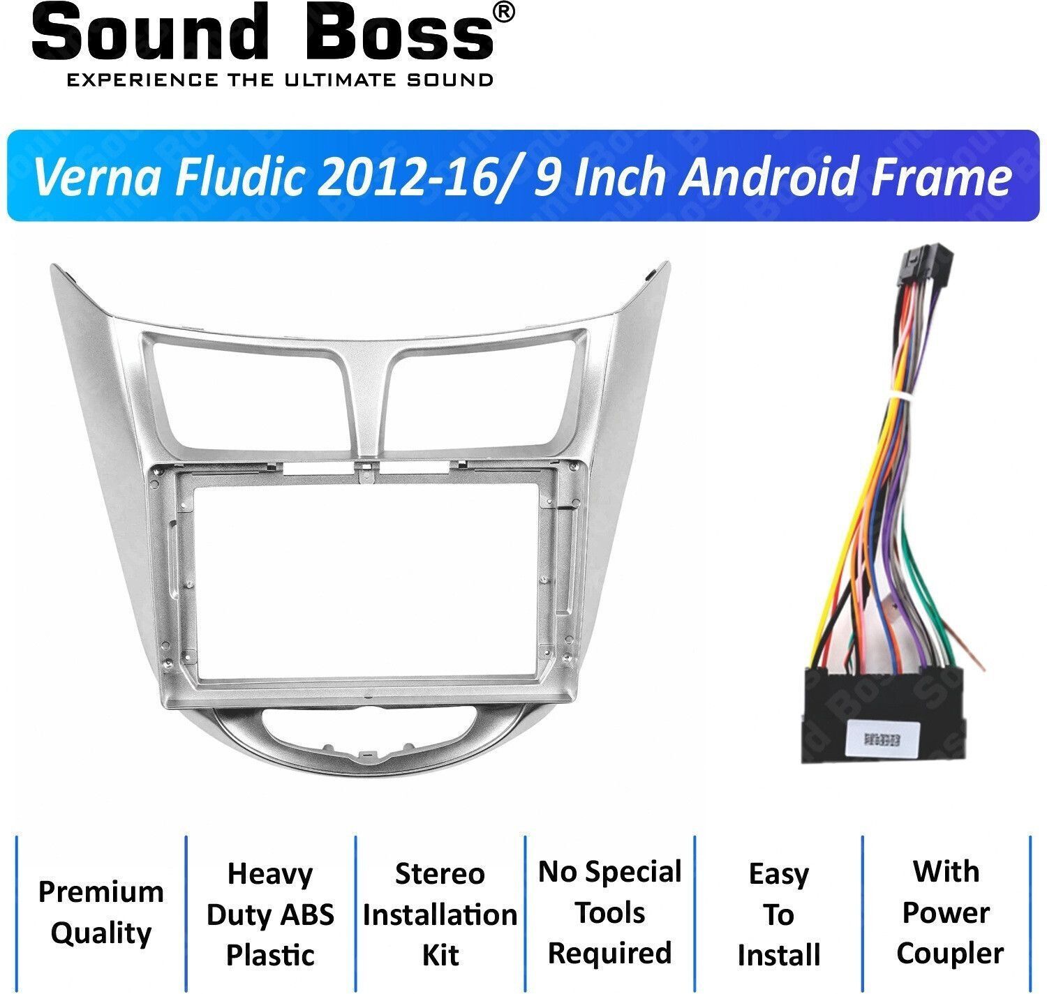Sound Boss Verna Fludic 2012-16 9"Inch Frame for Android Car Stereo (Double Din)