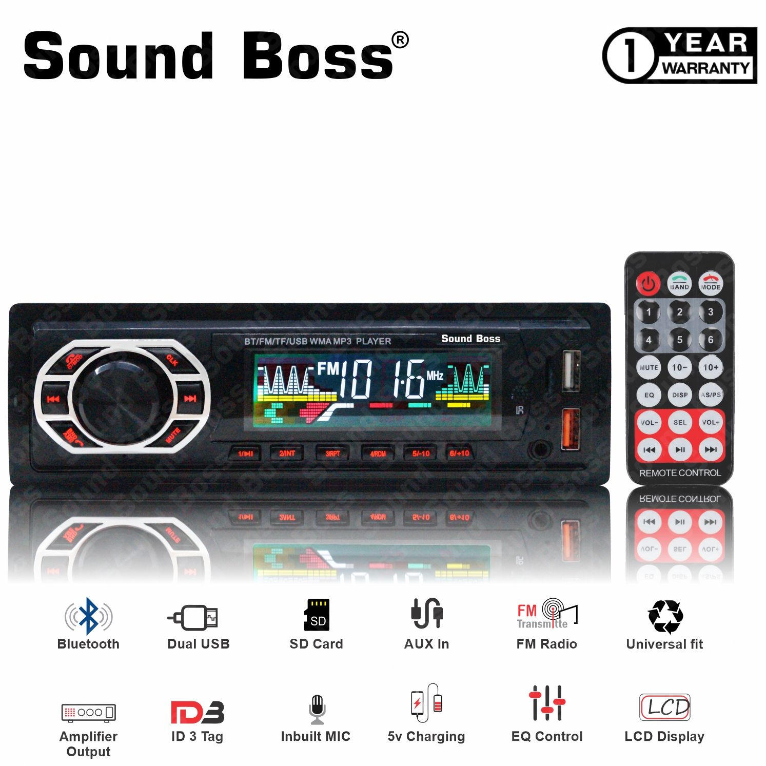 Sound Boss SB-16 Car Stereo (Single Din)