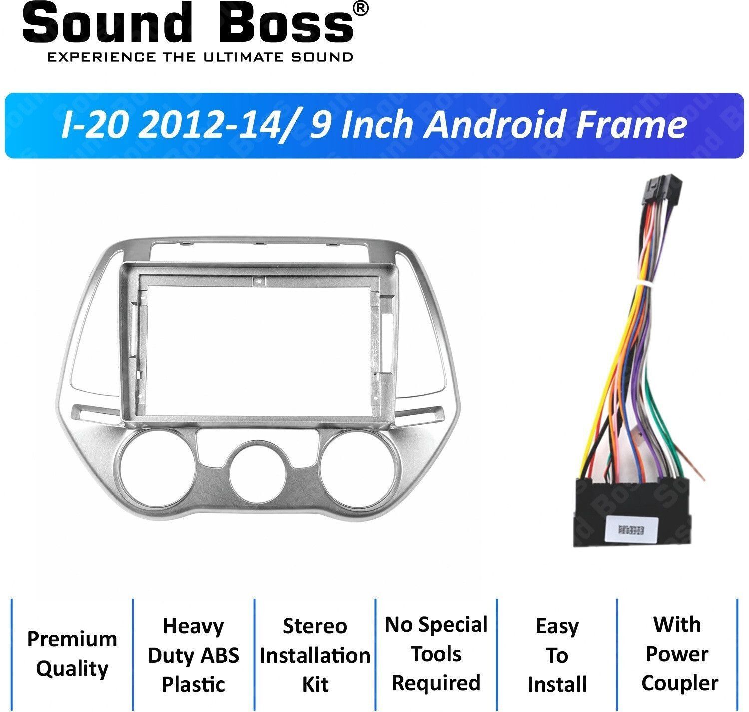 Sound Boss i20 2012-14 9"Inch Frame for Android Car Stereo (Double Din)