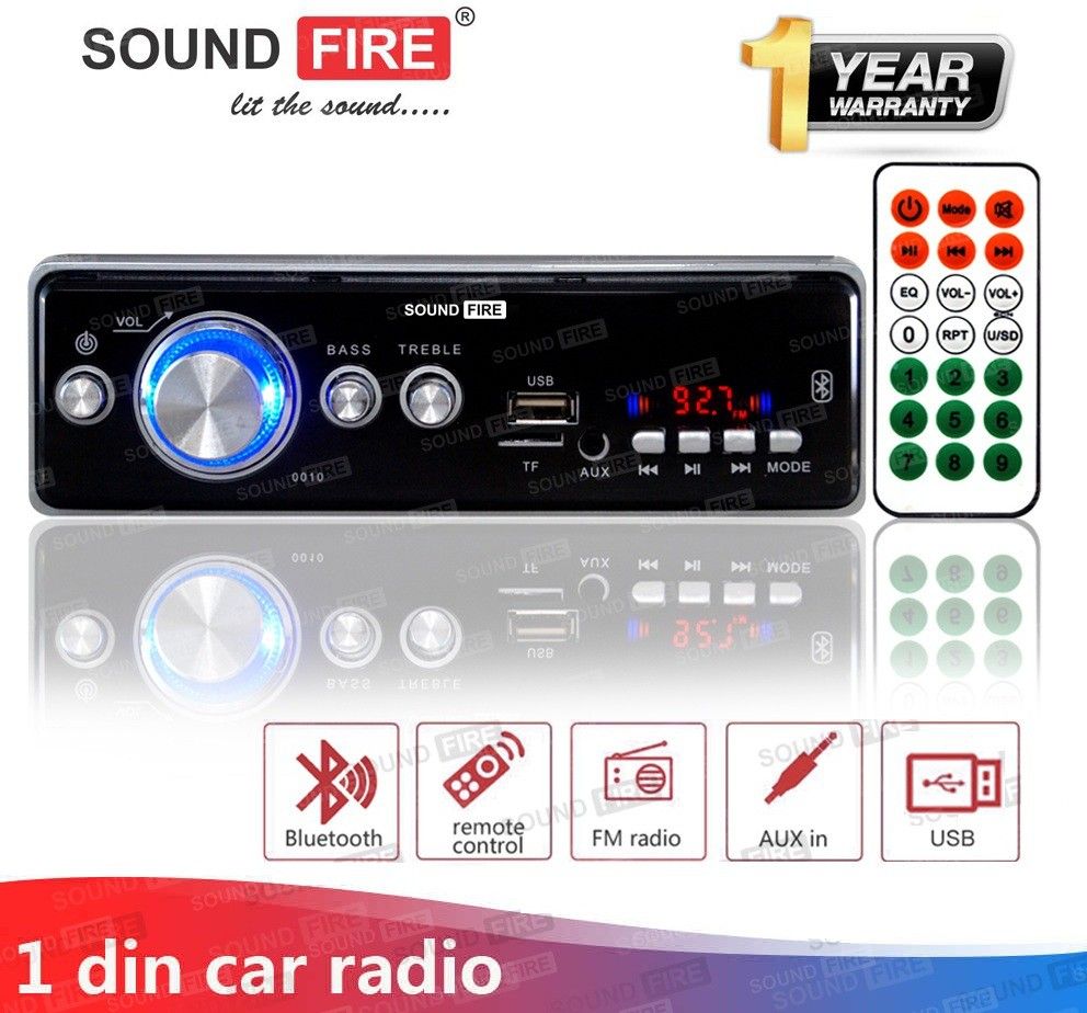 SOUND FIRE SF-0010 (SILVER) BLUETOOTH/USB/SD/AUX/FM/MP3 Car Stereo (Single Din)