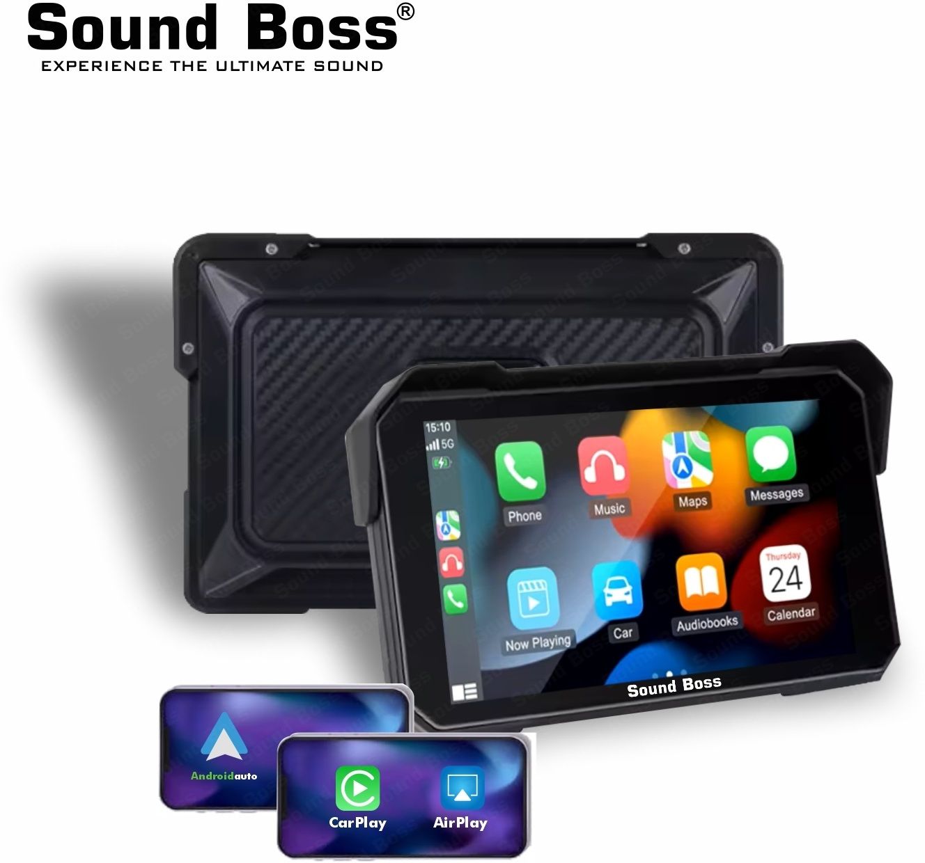 Sound Boss 5 Inch Smart Screen-Wireless CarPlay & Android Auto Touchscreen Bike Stereo System