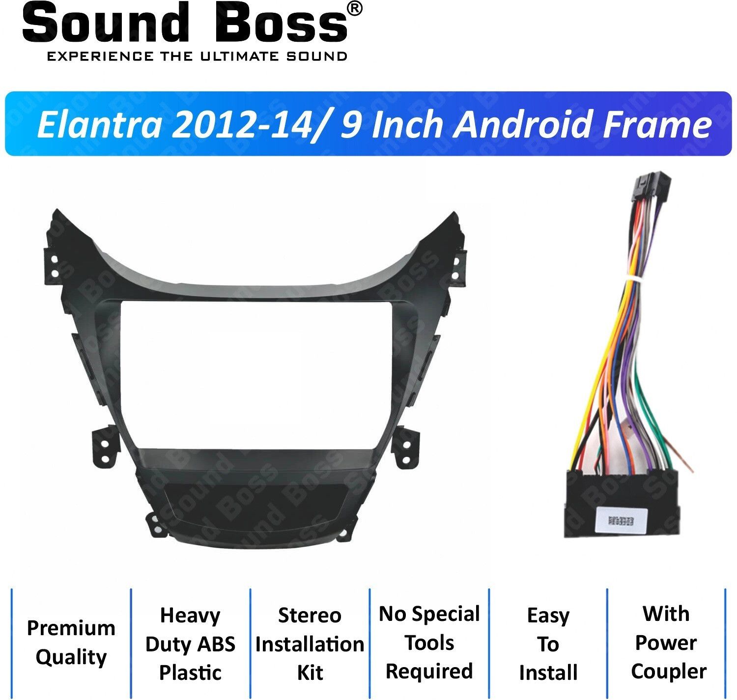 Sound Boss Elantra 2012-14 9"Inch Frame for Android Car Stereo (Double Din)