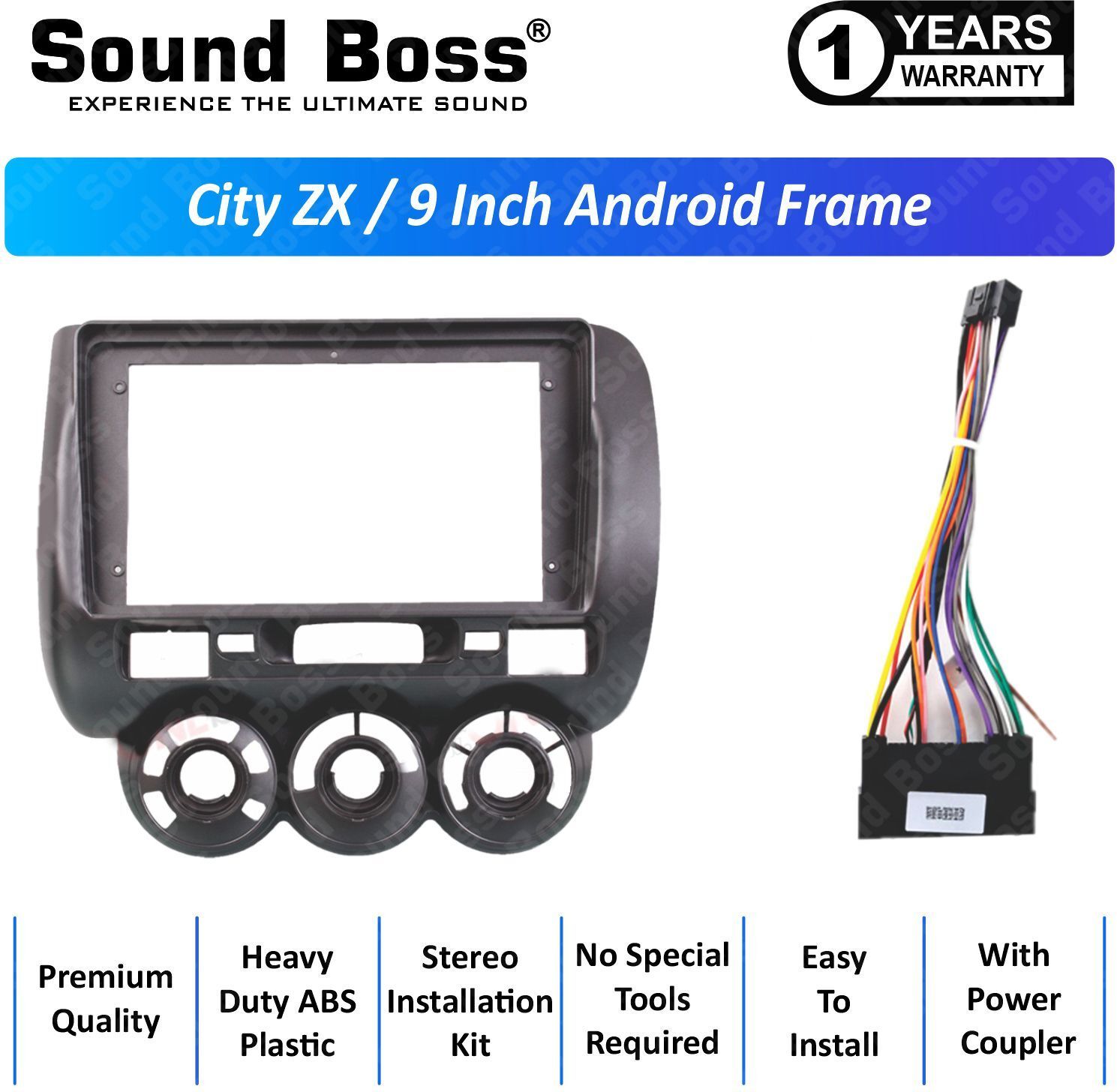 Sound Boss CITY ZX 9"Inch Frame for Android Car Stereo (Double Din)