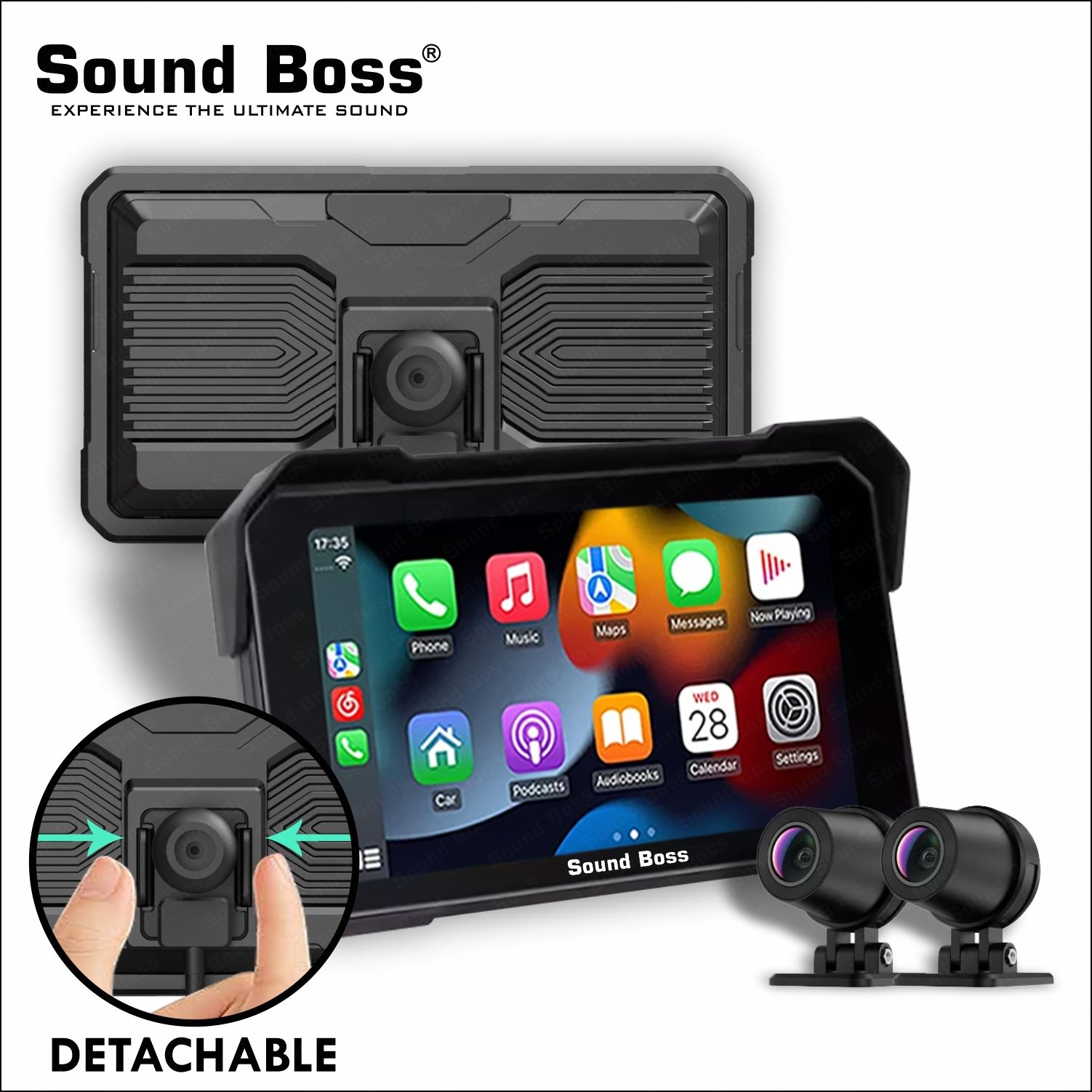 Sound Boss 6 Inch Smart Screen-Wireless CarPlay & Android Auto/Dual Cam With Recording Bike Stereo System