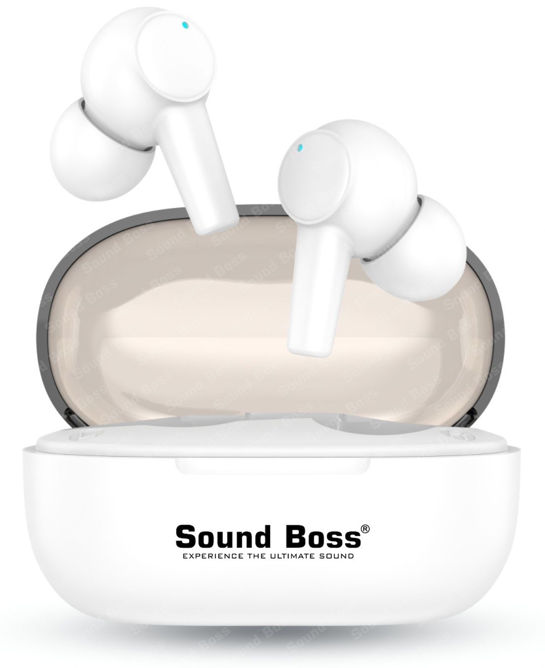 Sound Boss Flow Beatz 35H Playtime |ENC|Type-C Fast Charging|Dynamic Sound|Smart Touch Bluetooth Headset (White, True Wireless)