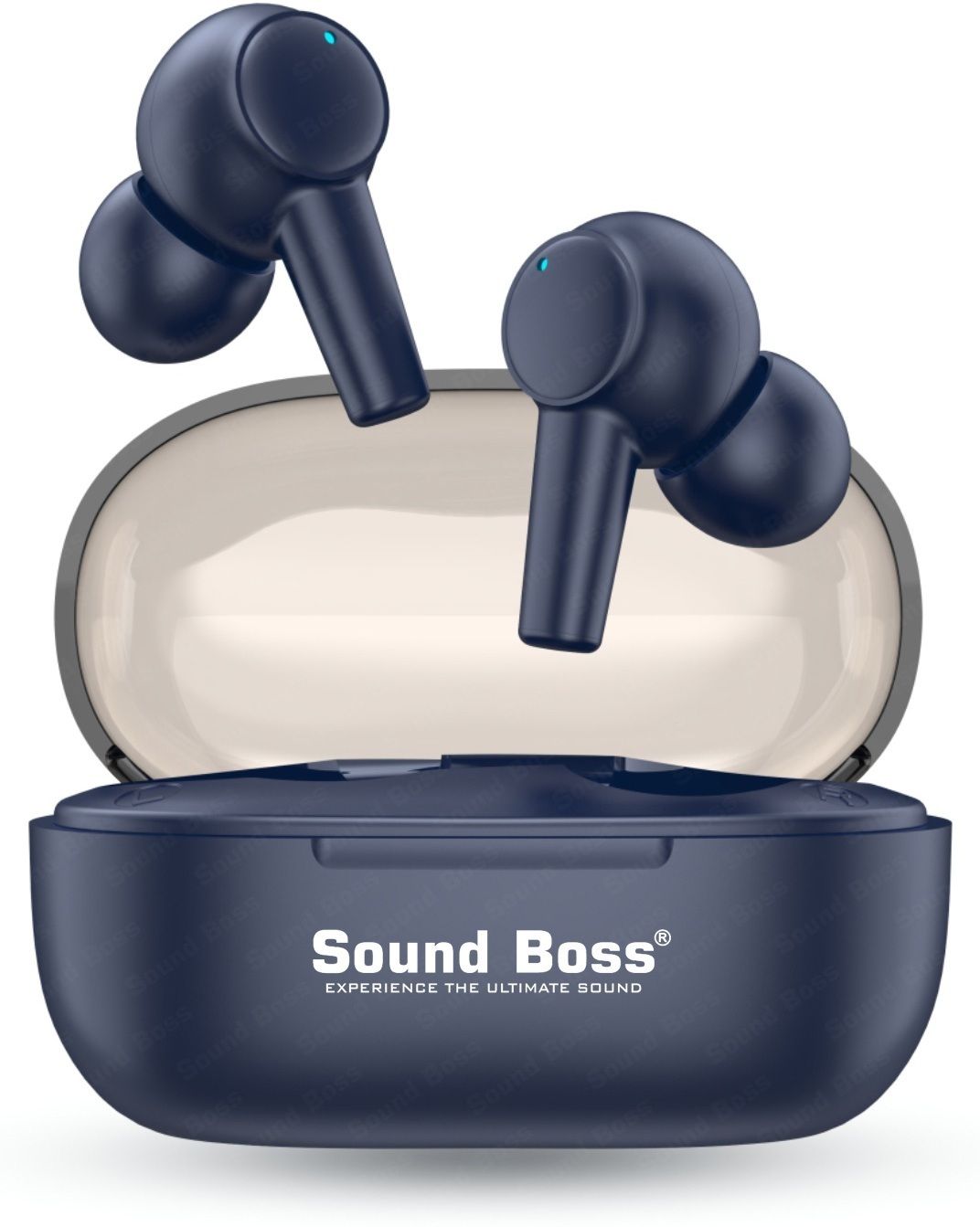 Sound Boss Flow Beatz 35H Playtime |ENC|Type-C Fast Charging|Dynamic Sound|Smart Touch Bluetooth Headset (Blue, True Wireless)