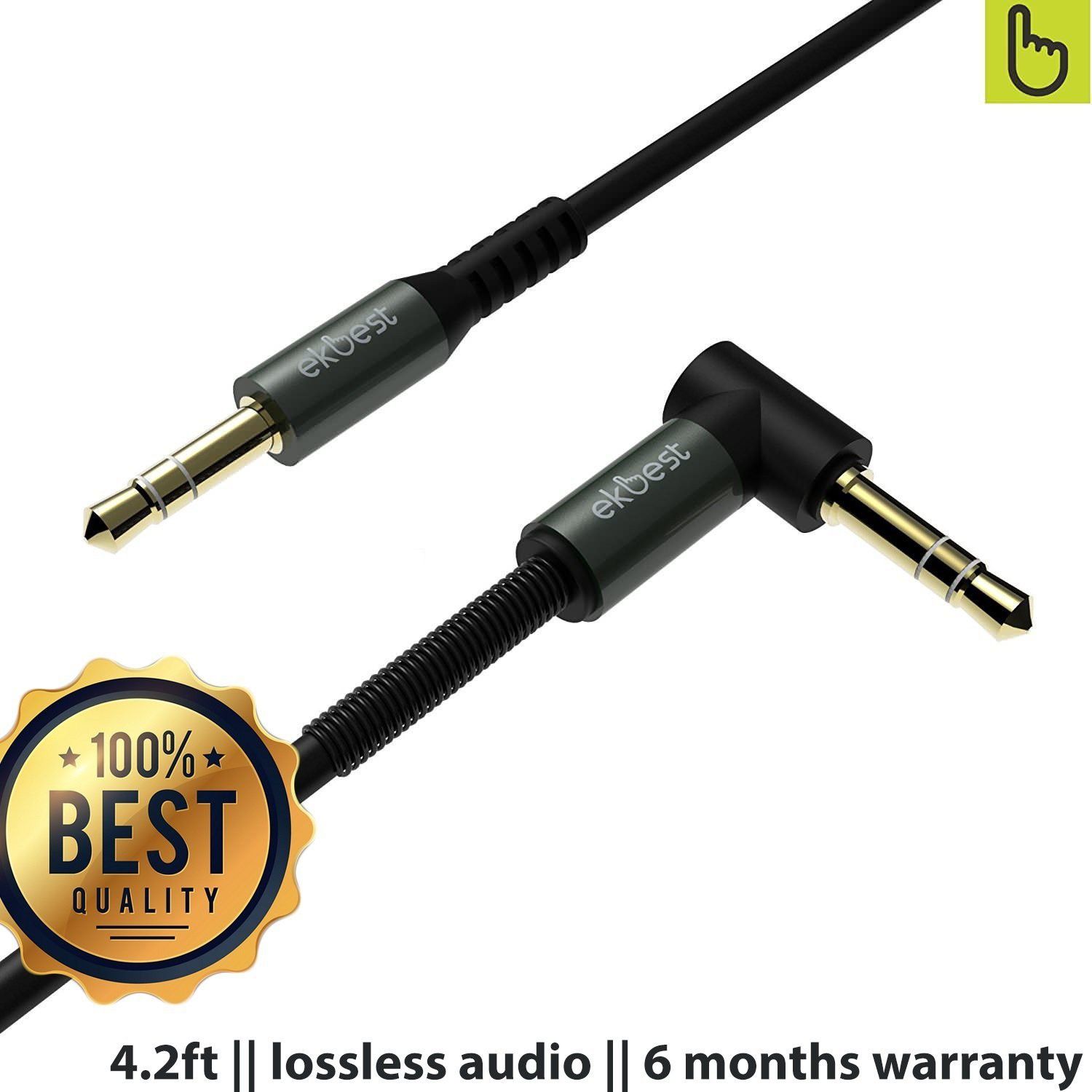 EKBEST AUX Cable 1 m - The Premium 4.2ft Cable for Audio Devices (Compatible with Mobile, Laptop, Tablet, Mp3, Gaming Device, Black, One Cable)
