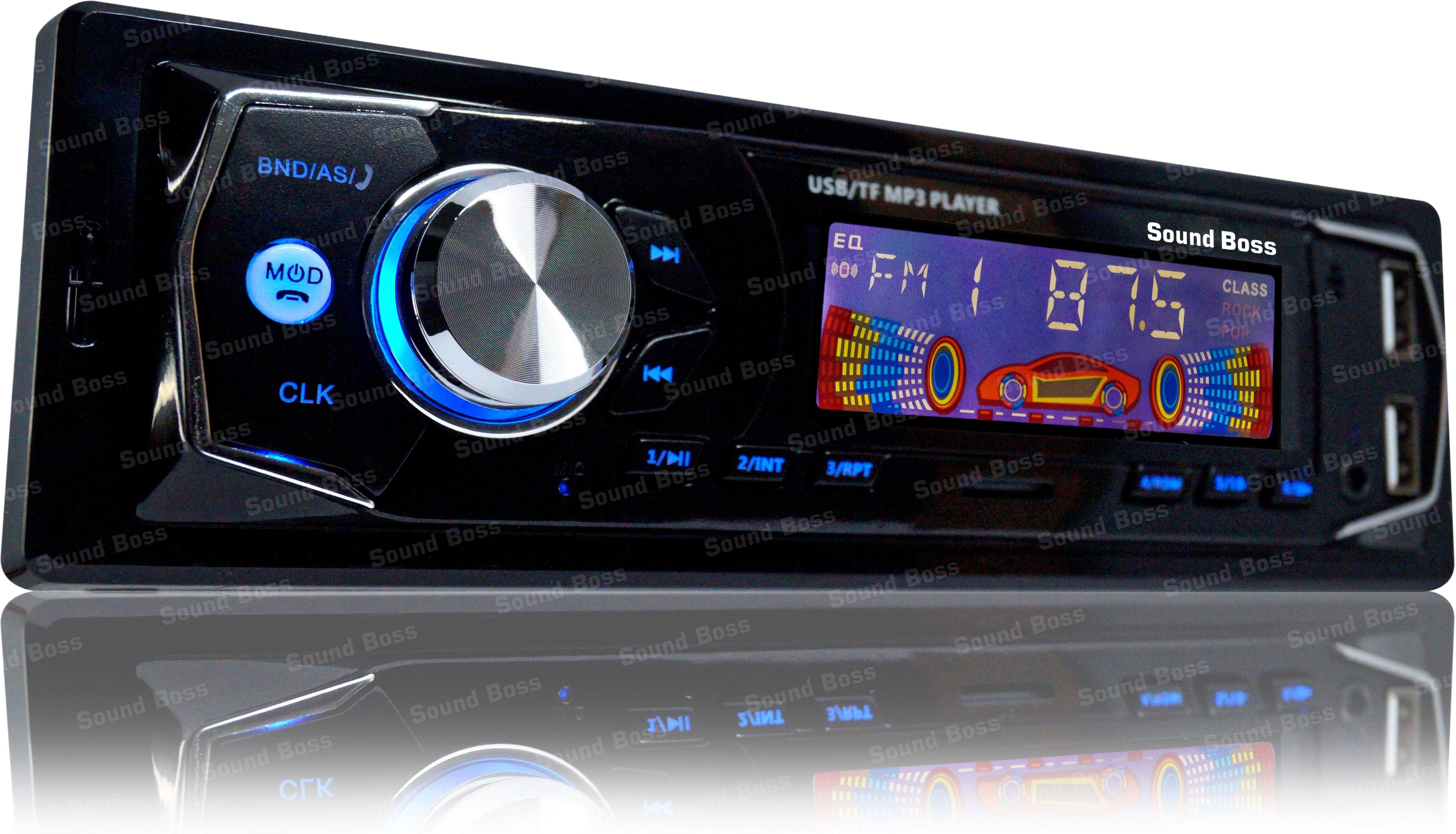 Sound Boss SB-15 Charge Pro+ DUAL USB Bluetooth Wireless With Phone Caller Id Receiver Universal Car Stereo (Single Din)