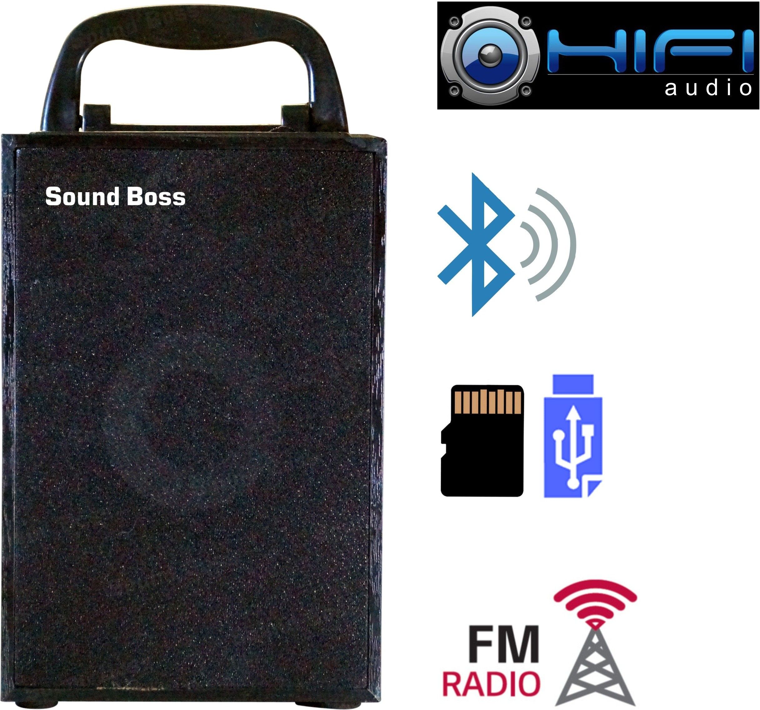 Sound Boss WOODEN WIRELESS POWERFUL STEREO SD/USB/FM 10 W Bluetooth Speaker (Black, Stereo Channel)