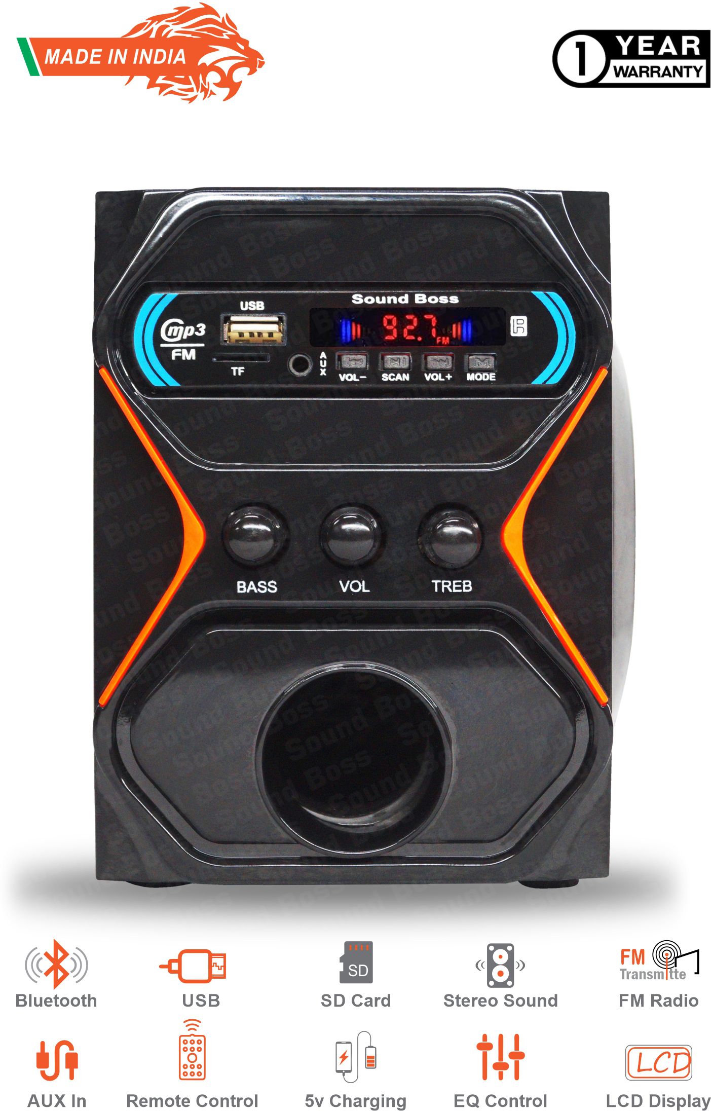 Sound Boss SBHT-2049 20 W Bluetooth Laptop/Desktop Speaker (Black, Stereo Channel)