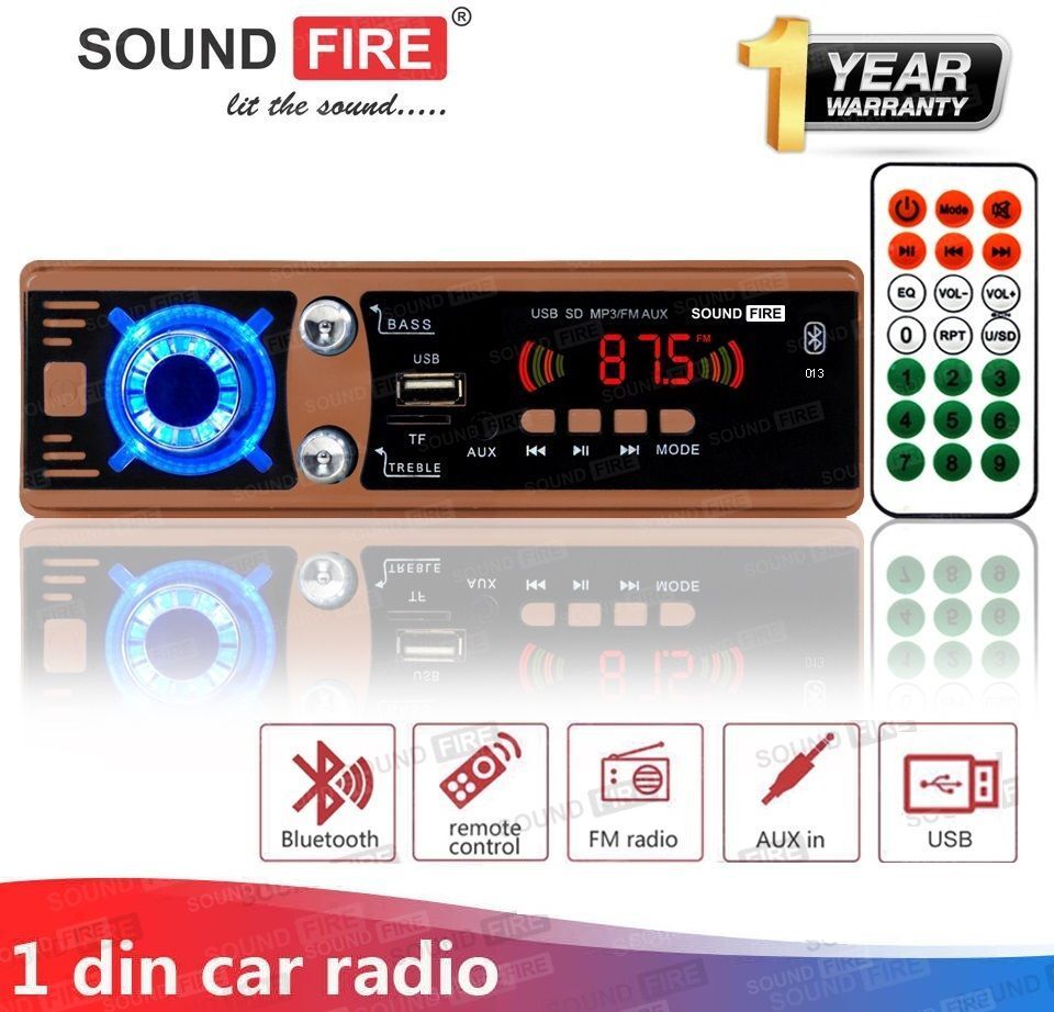 SOUND FIRE SF-0013 (COPPER) Bluetooth/USB/SD/AUX/FM/MP3 Car Stereo (Single Din)
