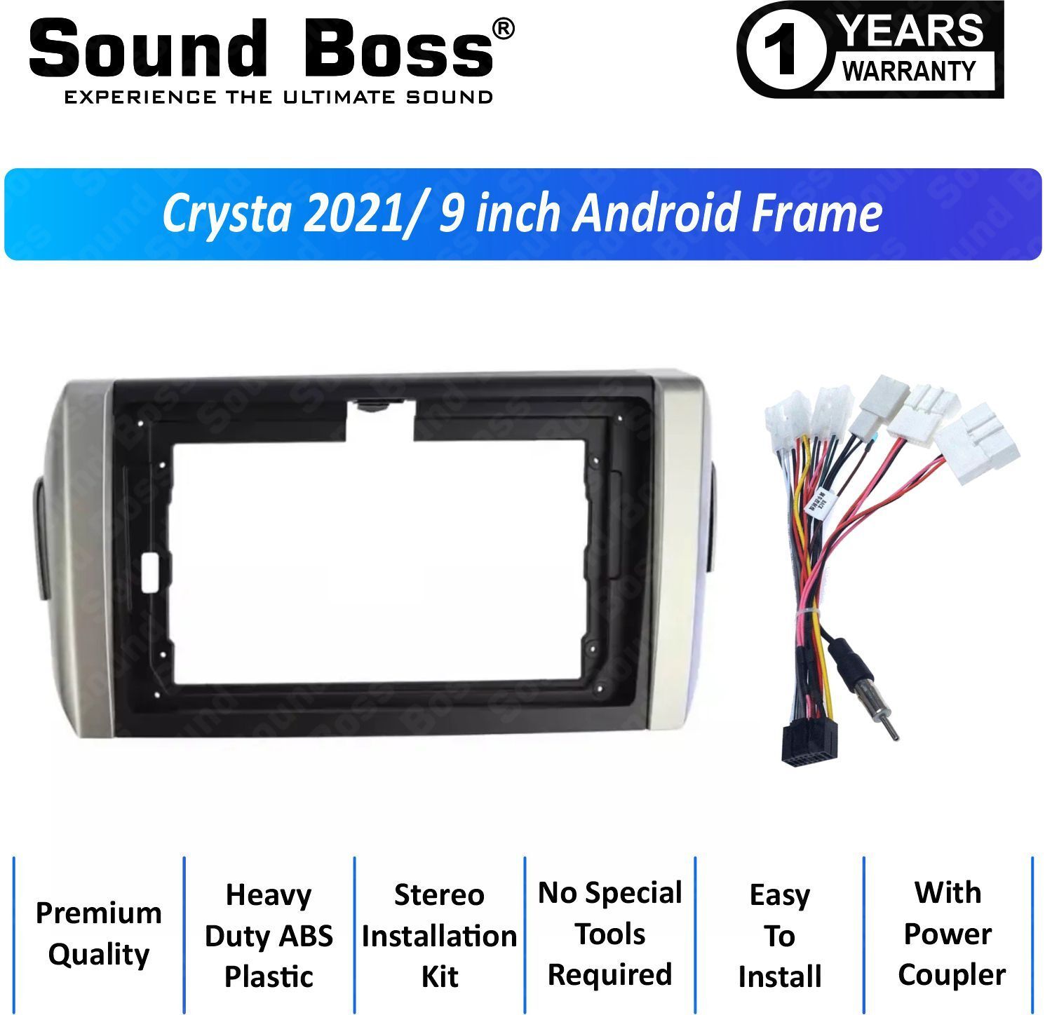 Sound Boss 2021 INNOVA CRYSTA 9"Inch Frame for Android Car Stereo (Double Din)