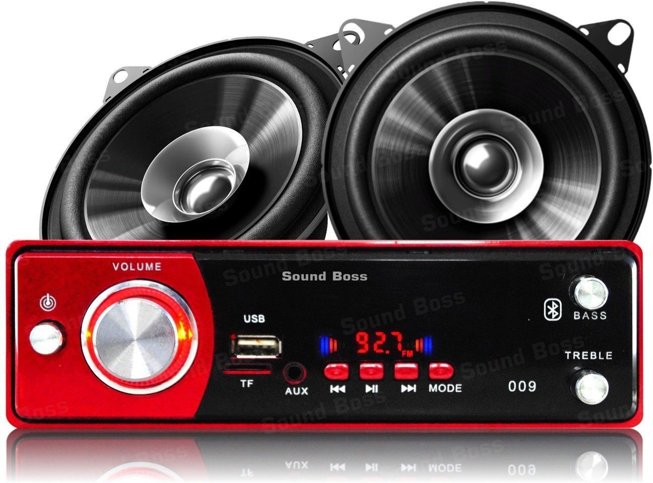 Sound Boss USB/SD/BLUETOOTH/AUX/FM/MP3 Car Stereo + Dashboard 4" Dual Performance Auditor 200W Car Stereo (Single Din)