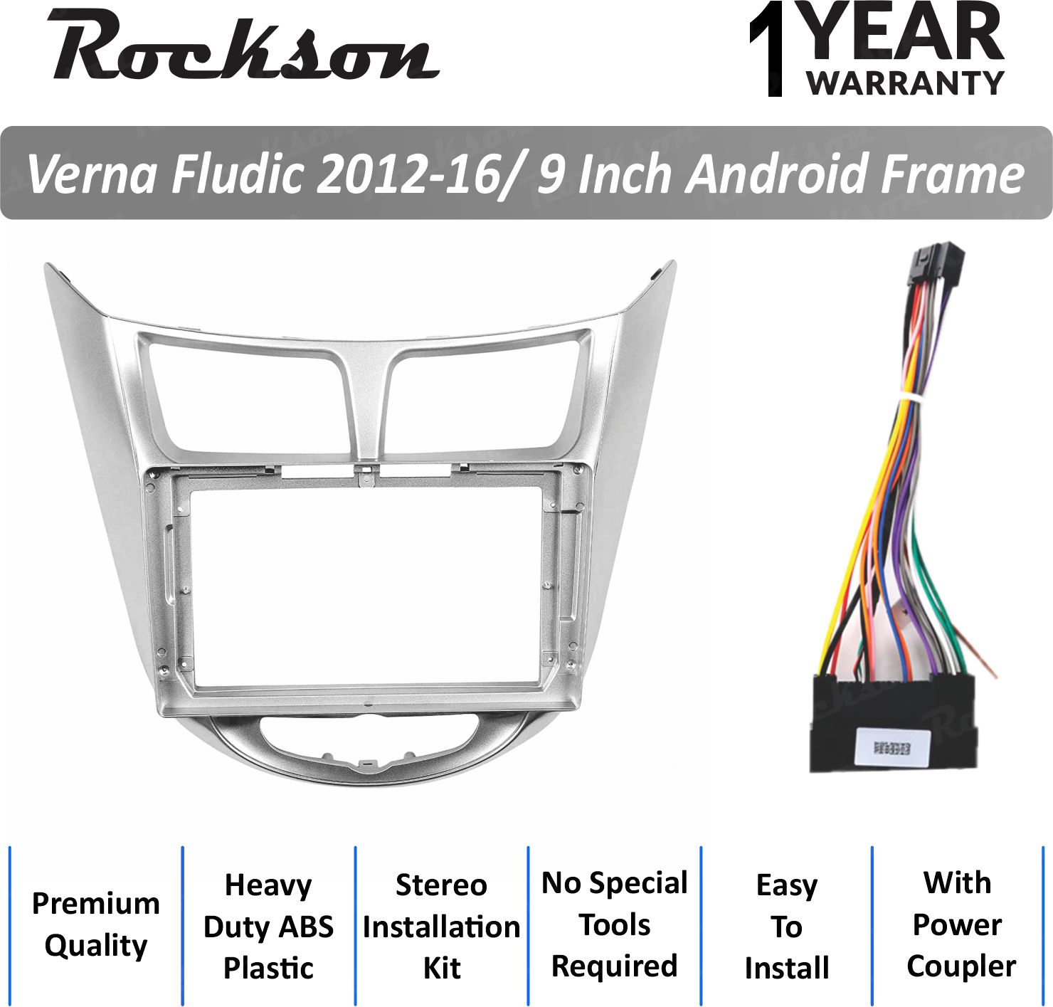 Rockson Verna Fludic 2012-16 9"Inch ABS Frame for Android Car Stereo (Double Din)