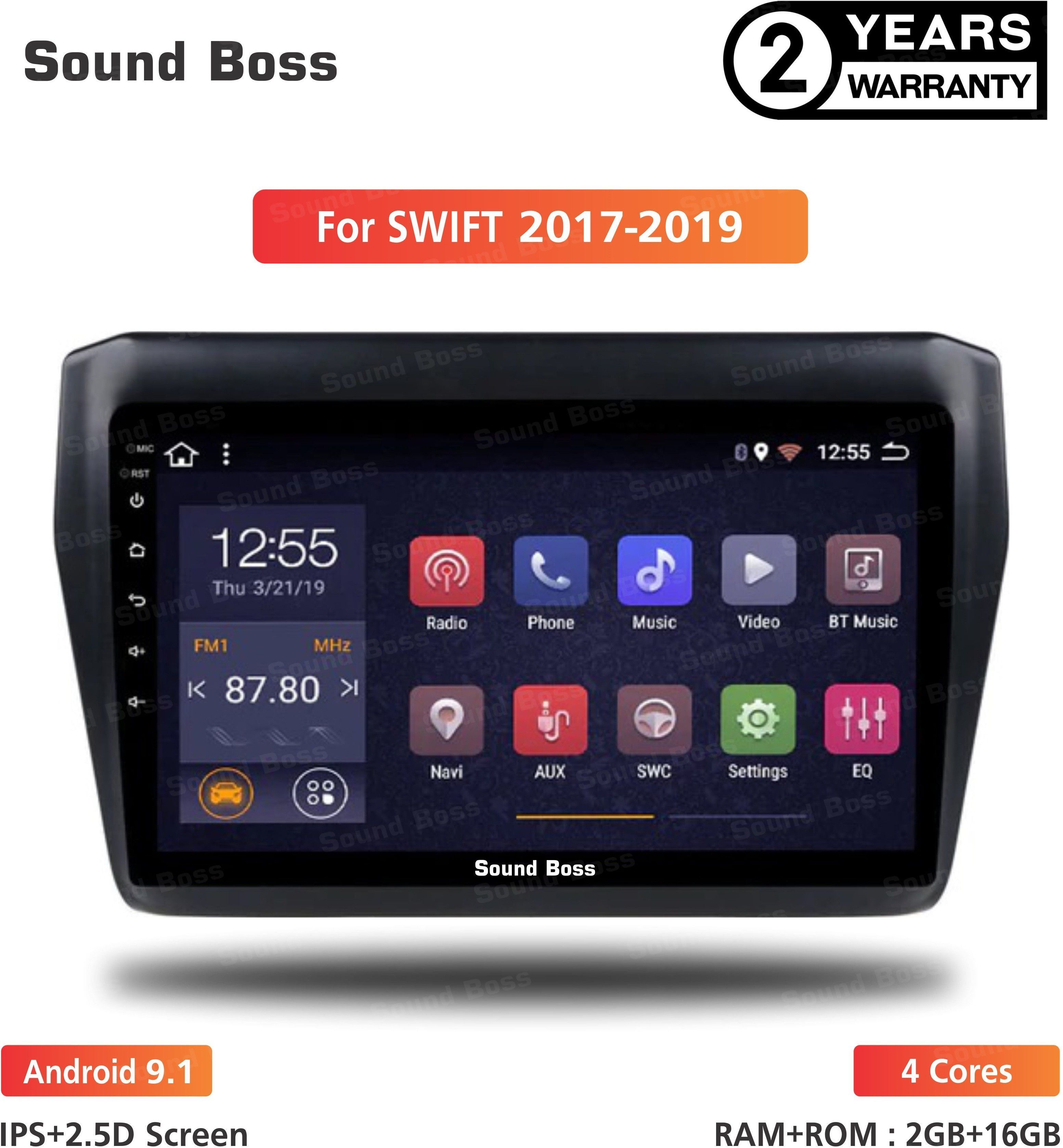 Sound Boss Androidify 3rd Generation 9" Inch Android 9.1(1GB/16GB) For Maruti Suzuki Swift 2017-2019 Android Car Stereo (Double Din) Car Stereo (Double Din)