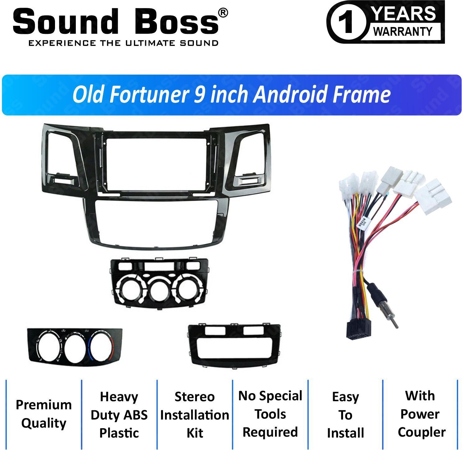 Sound Boss OLD FORTUNER 9"Inch Frame for Android Car Stereo (Double Din)