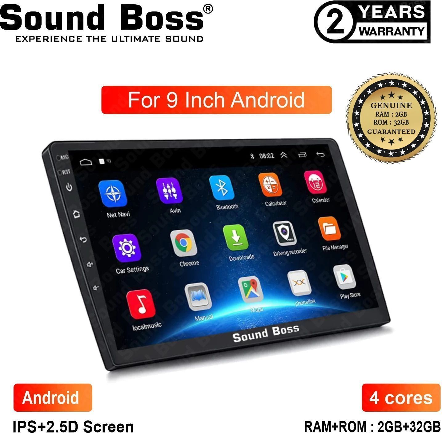 Sound Boss Androidify 3rd Generation 9 Inch Android (2GB/32GB) Car Stereo (Double Din)