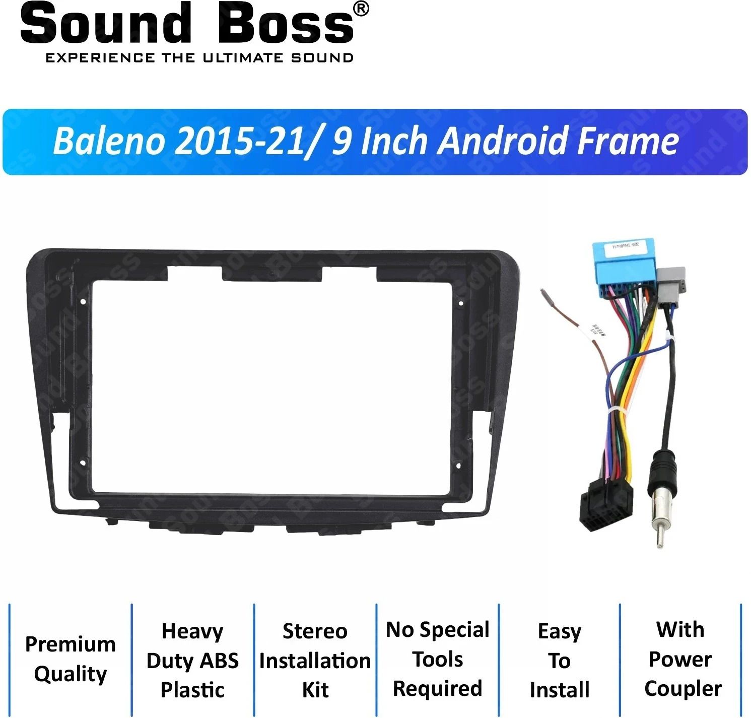 Sound Boss Baleno 2015-21 9"Inch Frame for Android Car Stereo (Double Din)