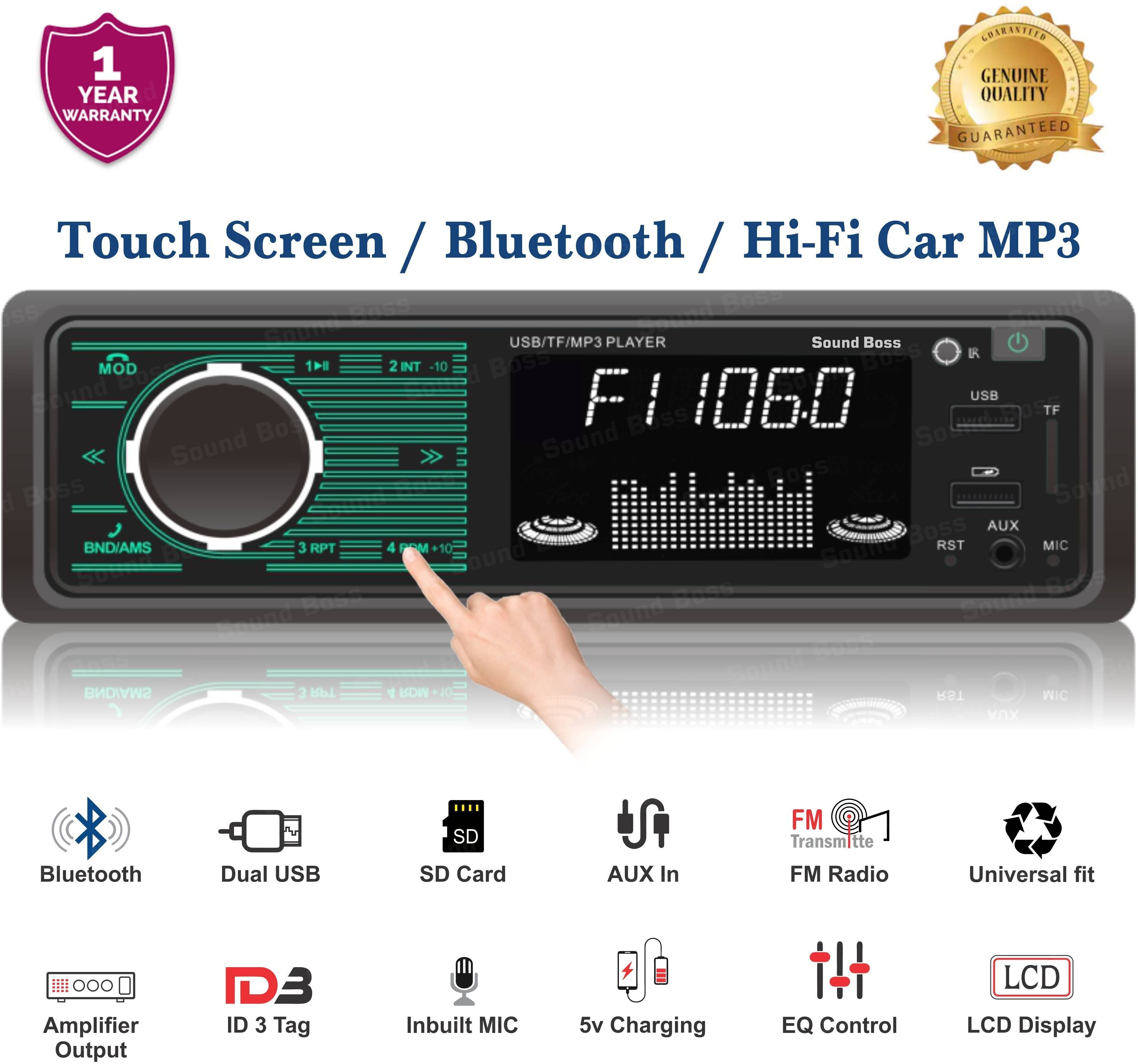 Sound Boss Sb-32 Bluetooth Wireless With Phone Caller Id Receiver Car Stereo (Single Din)