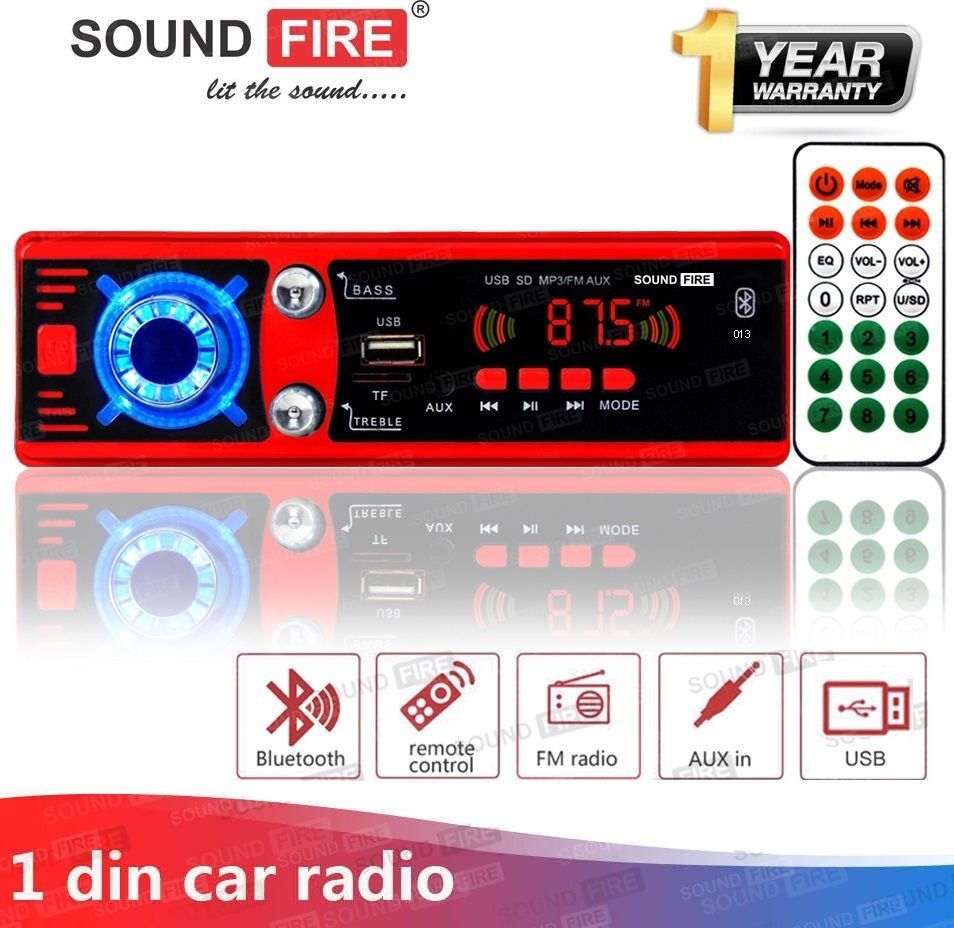 SOUND FIRE SF-0013 (RED) Bluetooth/USB/SD/AUX/FM/MP3 Car Stereo (Single Din)