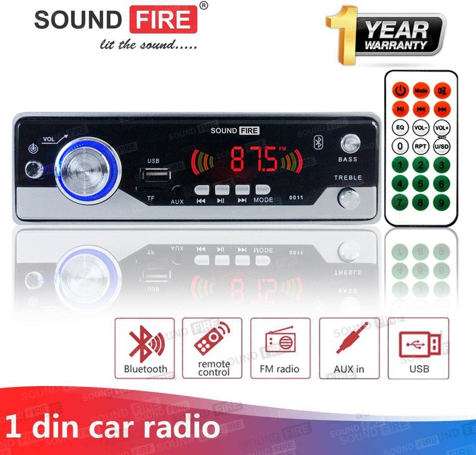 SOUND FIRE BLUETOOTH/USB/SD/AUX/FM/MP3 Car Stereo (Single Din)