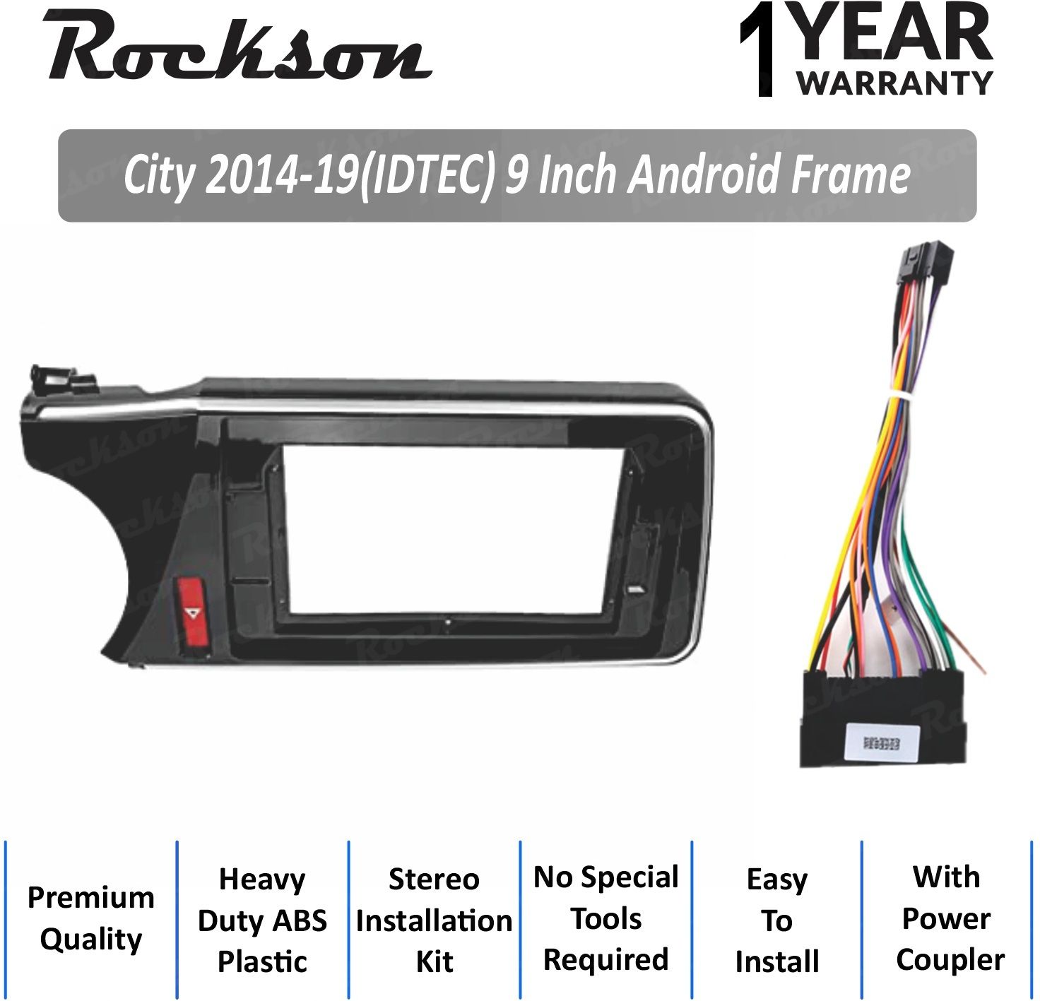Rockson City 2014-19 9"Inch ABS Frame for Android Car Stereo (Double Din)