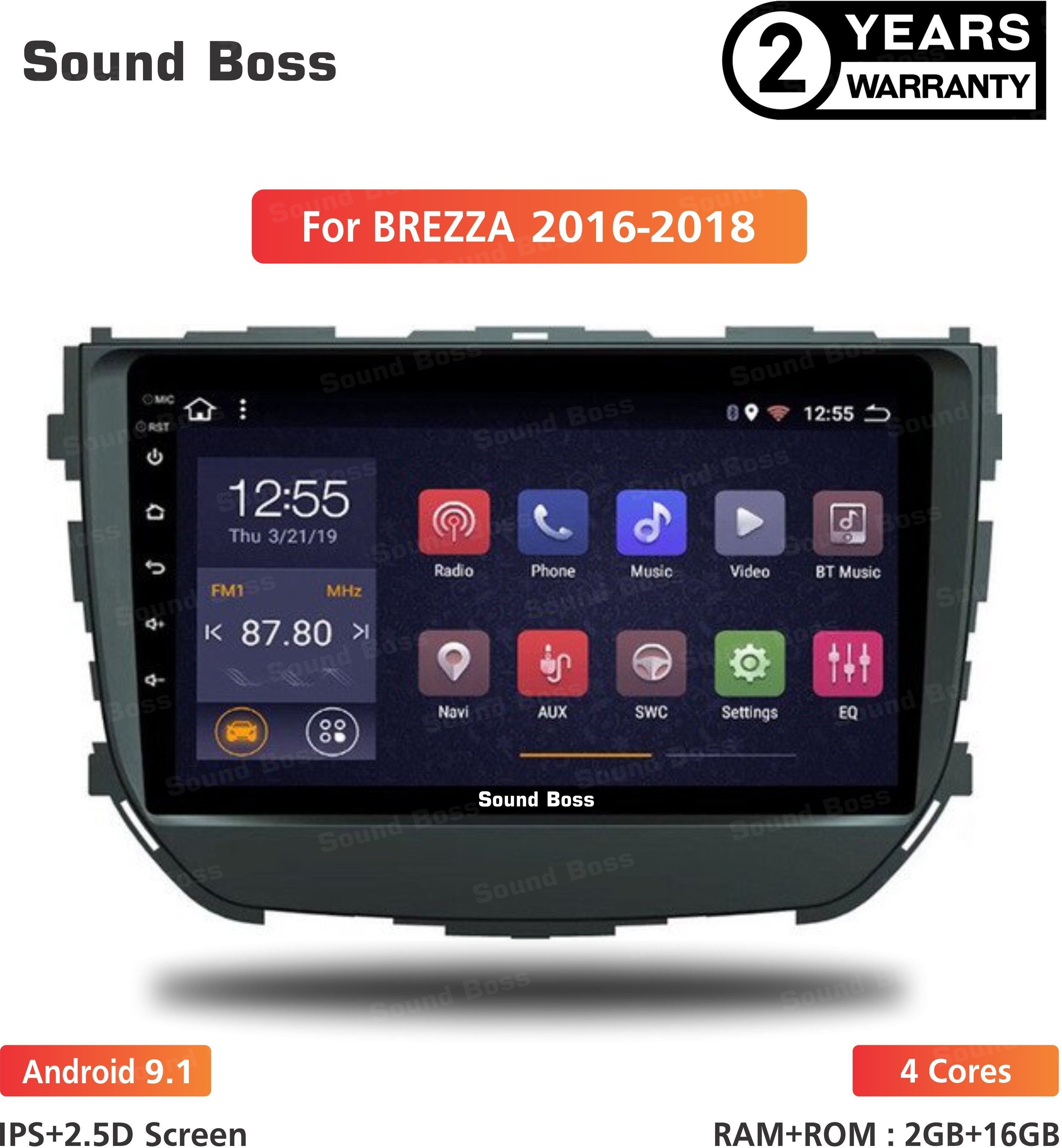 Sound Boss Androidify 3rd Generation 9" Inch Android 9.1(1GB/16GB) For Maruti Suzuki Brezza 2016-2018 Android Car Stereo (Double Din) Car Stereo (Double Din)