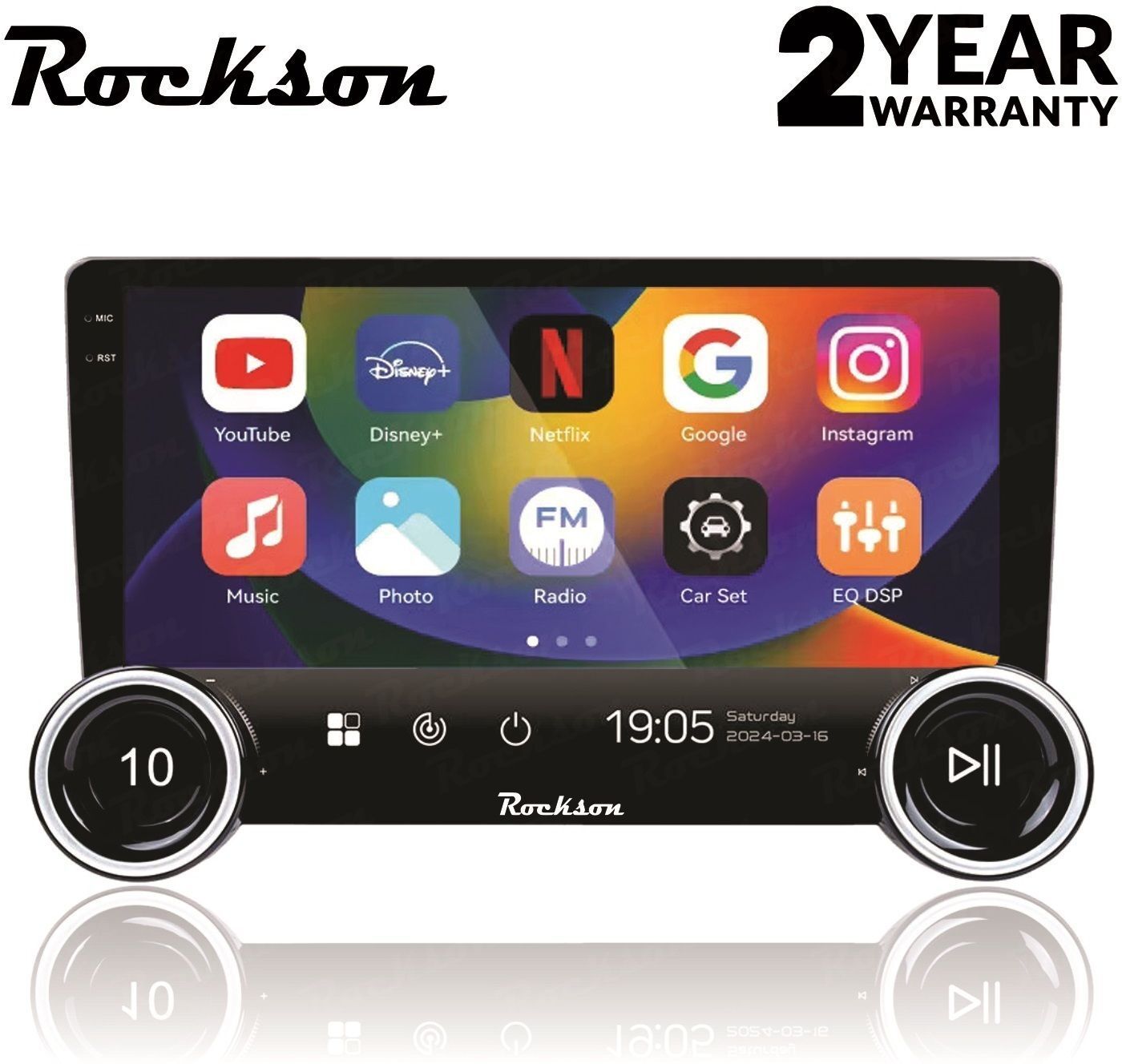 Rockson 10.1'' Andro+D QLED 2K Diamond Series (2GB/32GB) Android. Car Stereo (Double Din)