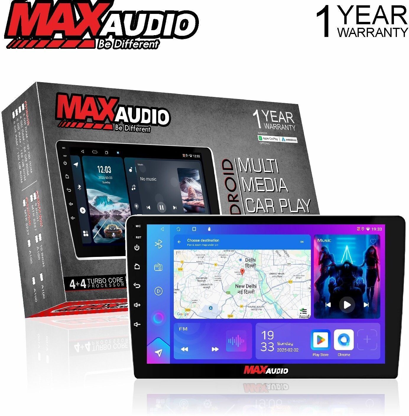 Max Audio AndroMax MA-300 9" | 4GB /64GB | CarPlay & Android Auto | 360 Support & DSP | Car Stereo (Double Din)